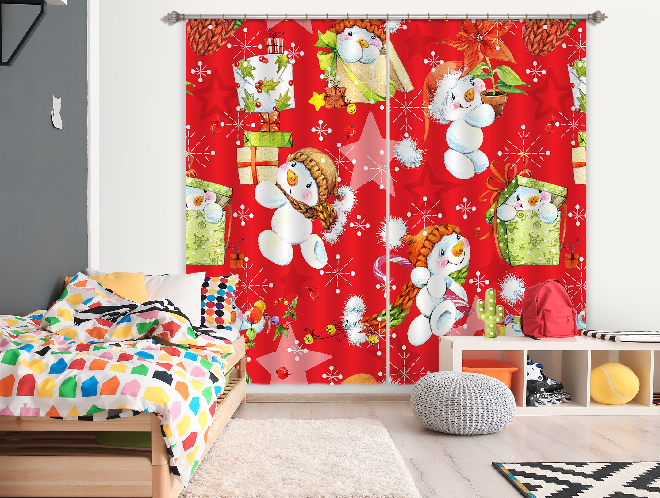 3D Snowman Doll Pattern 52030 Christmas Curtains Drapes Xmas