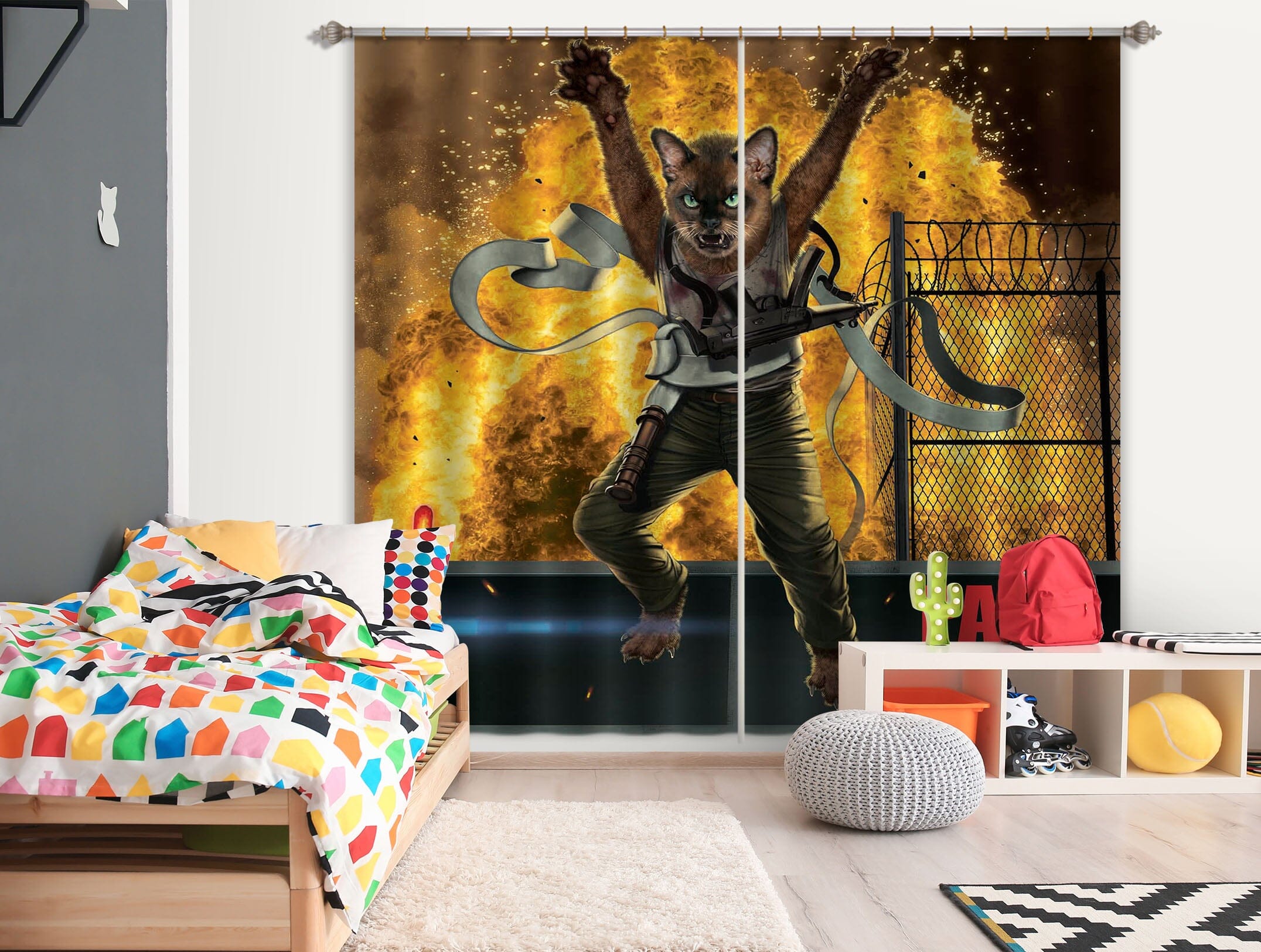 3D Paw Hard 058 Vincent Hie Curtain Curtains Drapes Curtains AJ Creativity Home 