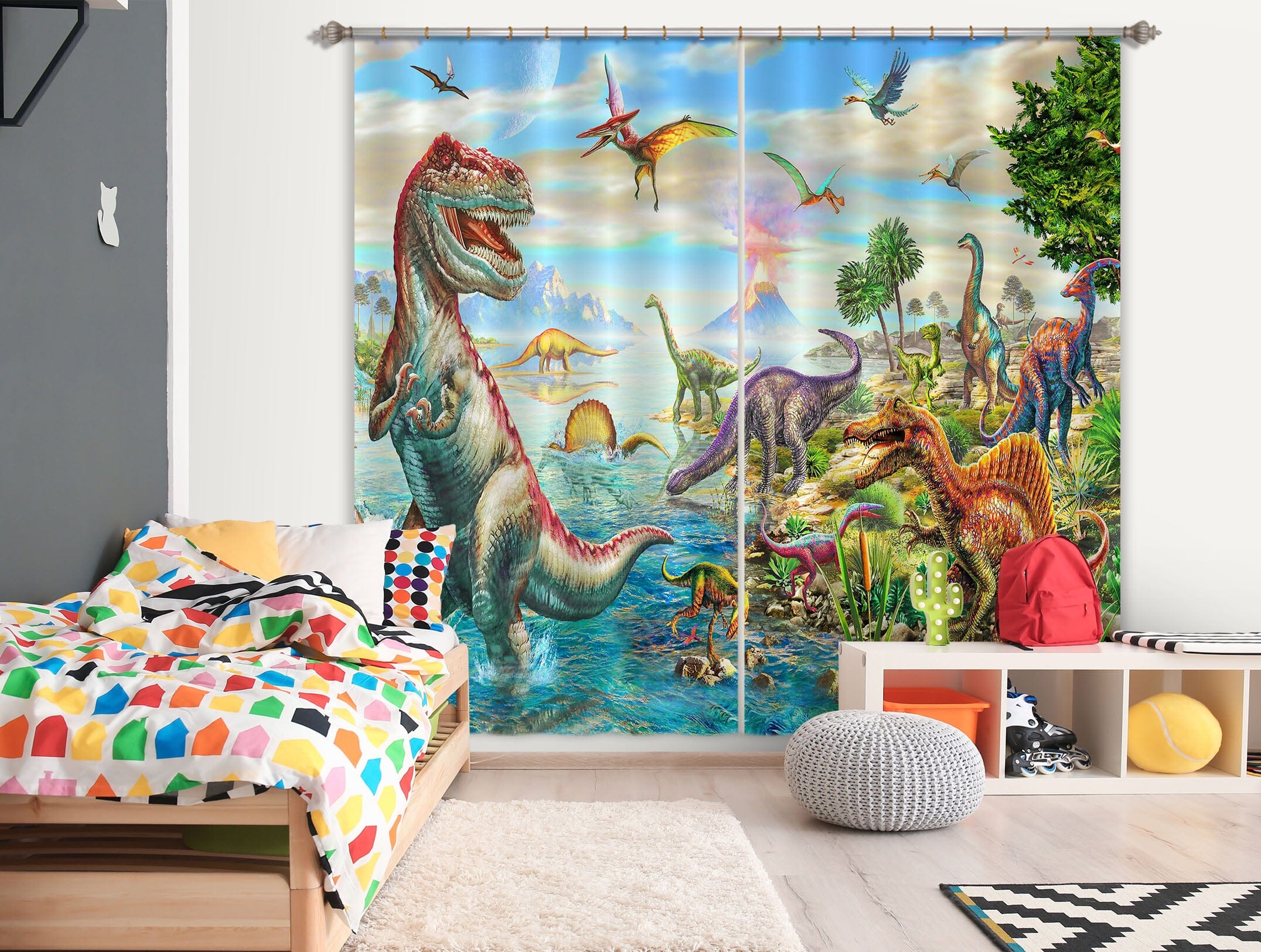 3D Dinosaur Falls 059 Adrian Chesterman Curtain Curtains Drapes Curtains AJ Creativity Home 
