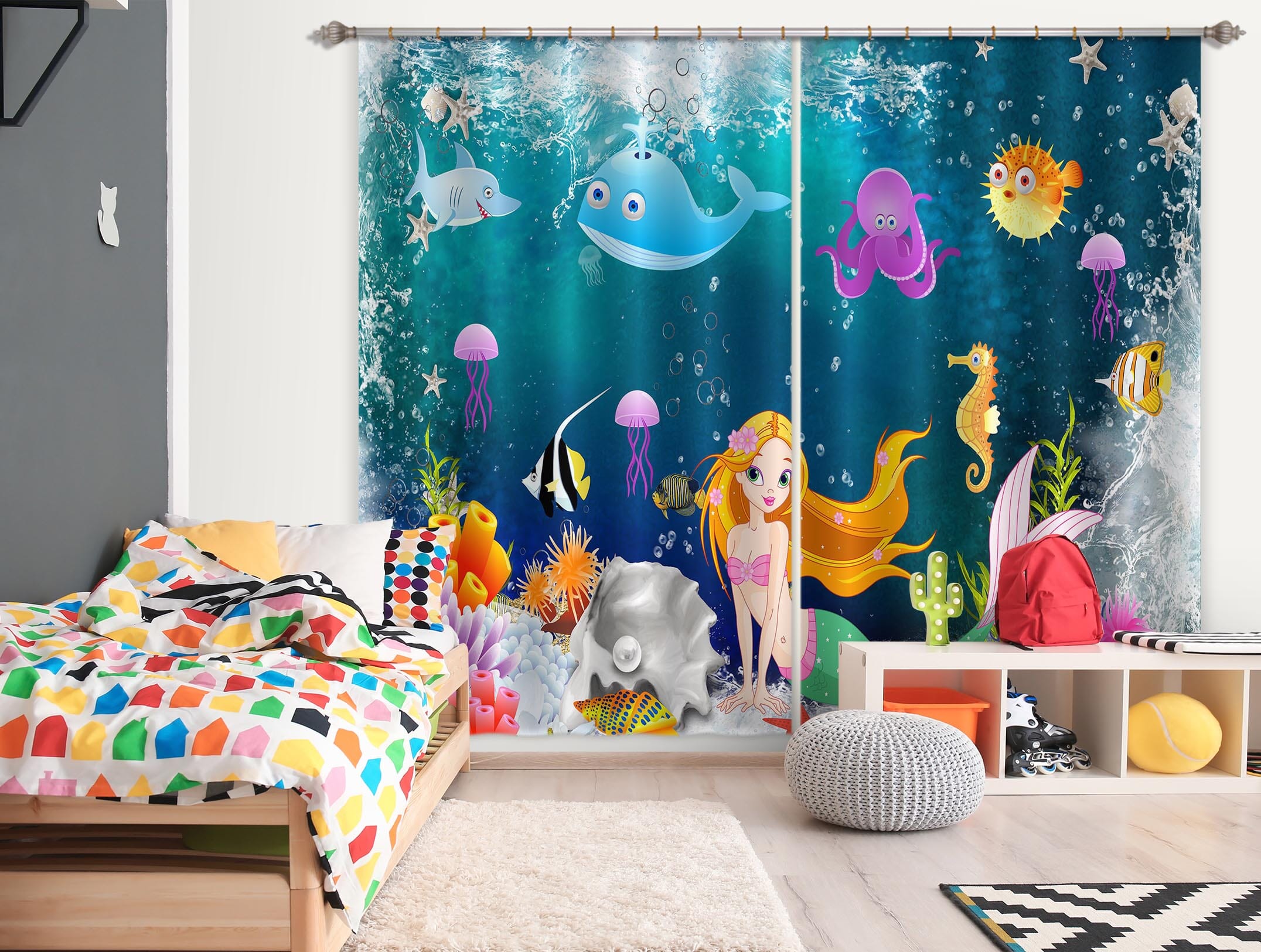 3D Undersea Animal 736 Curtains Drapes Wallpaper AJ Wallpaper 