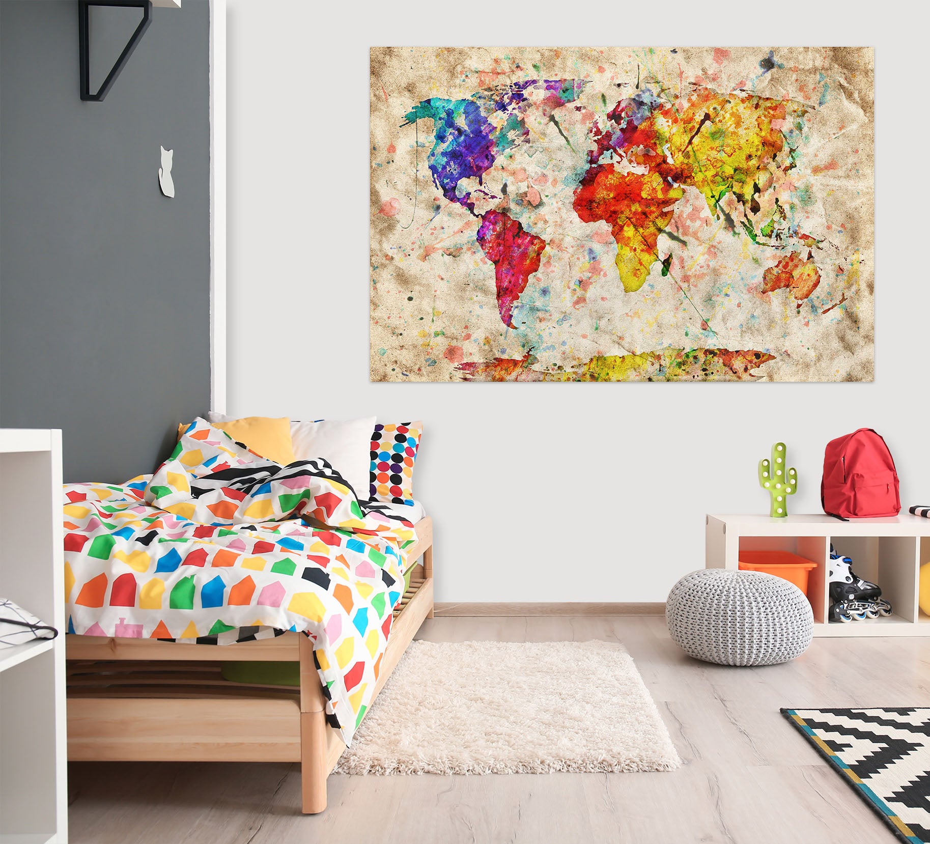 3D Color Painting 139 World Map Wall Sticker