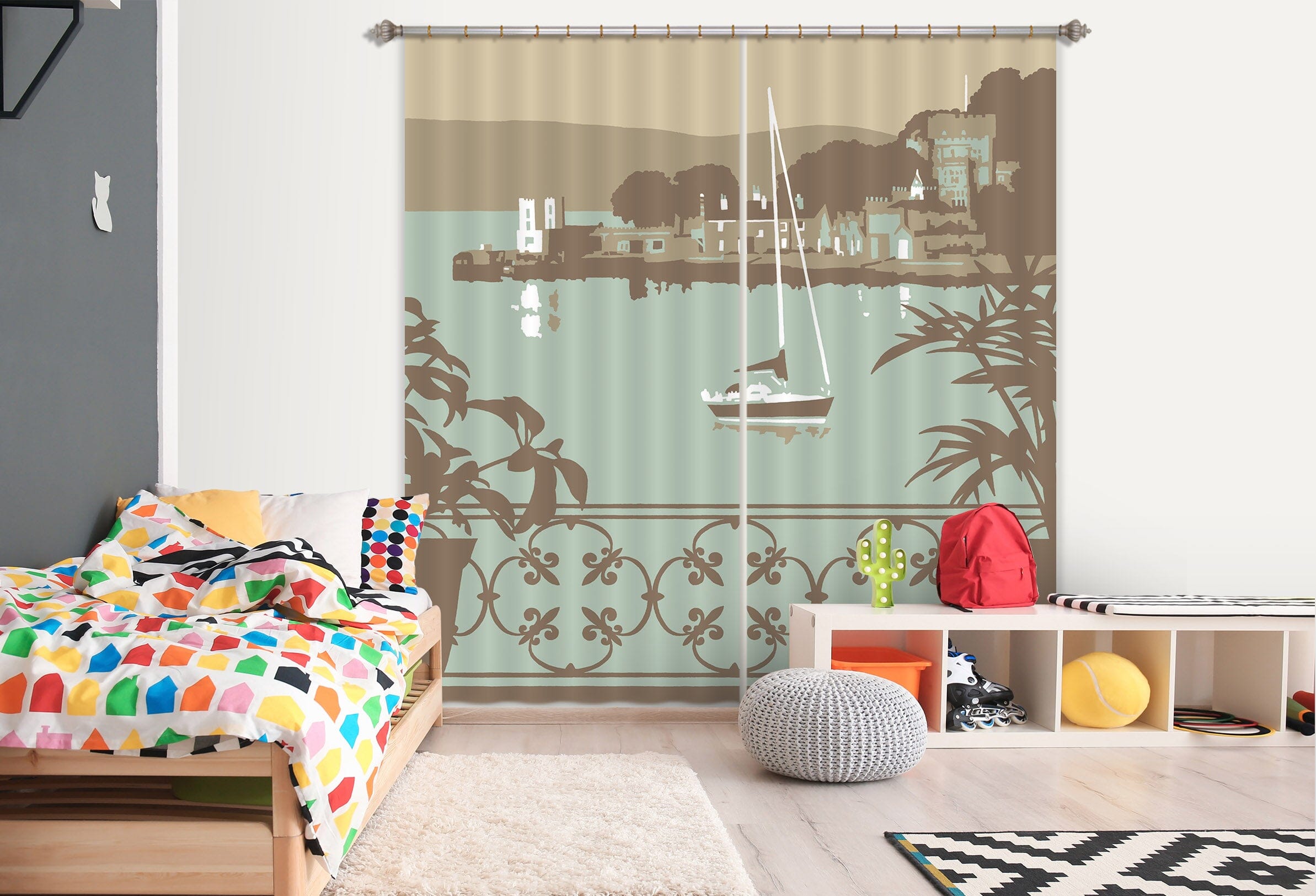 3D Sandbanks Balcony 143 Steve Read Curtain Curtains Drapes Curtains AJ Creativity Home 