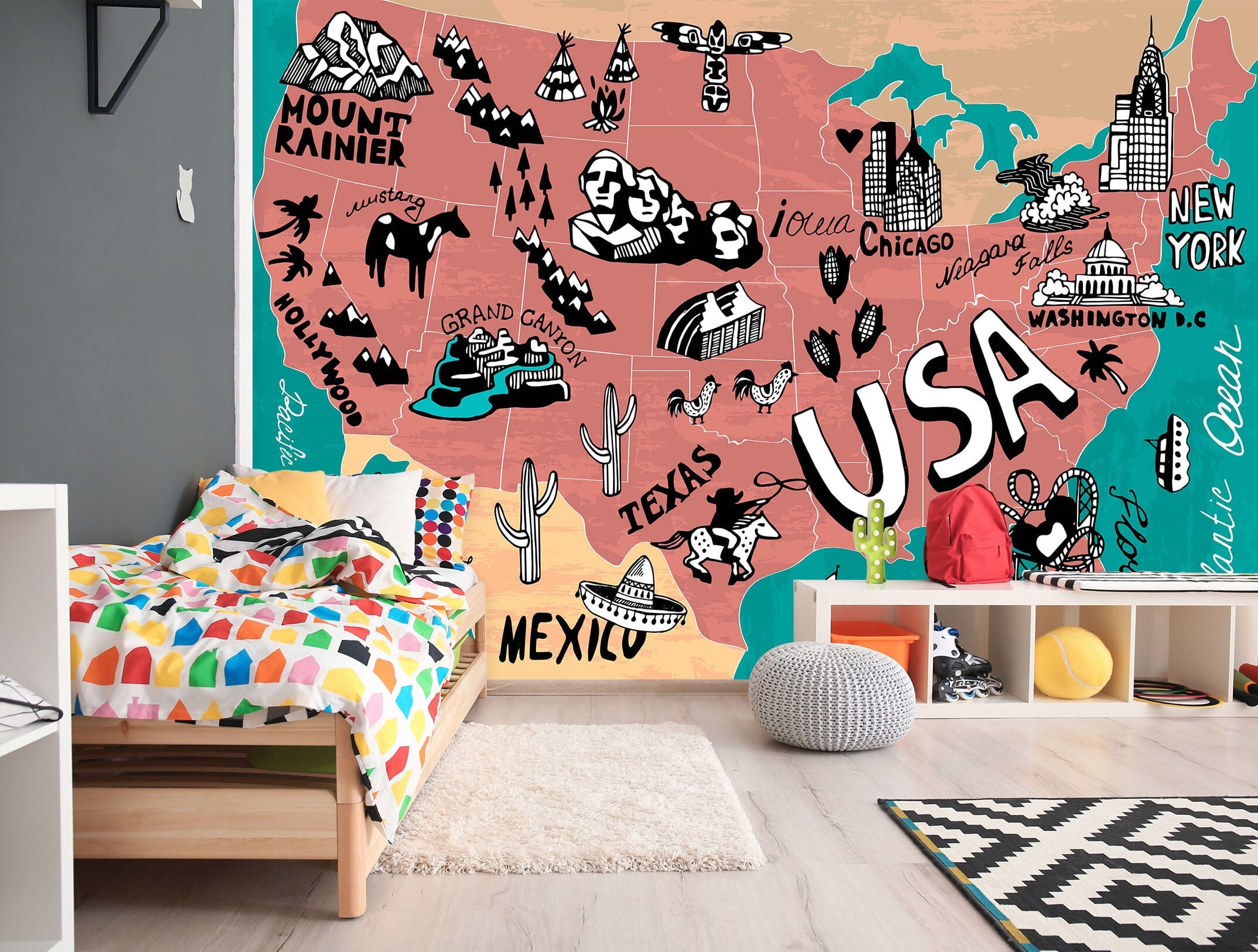 3D Color Graffiti 2057 World Map Wall Murals Wallpaper AJ Wallpaper 2 