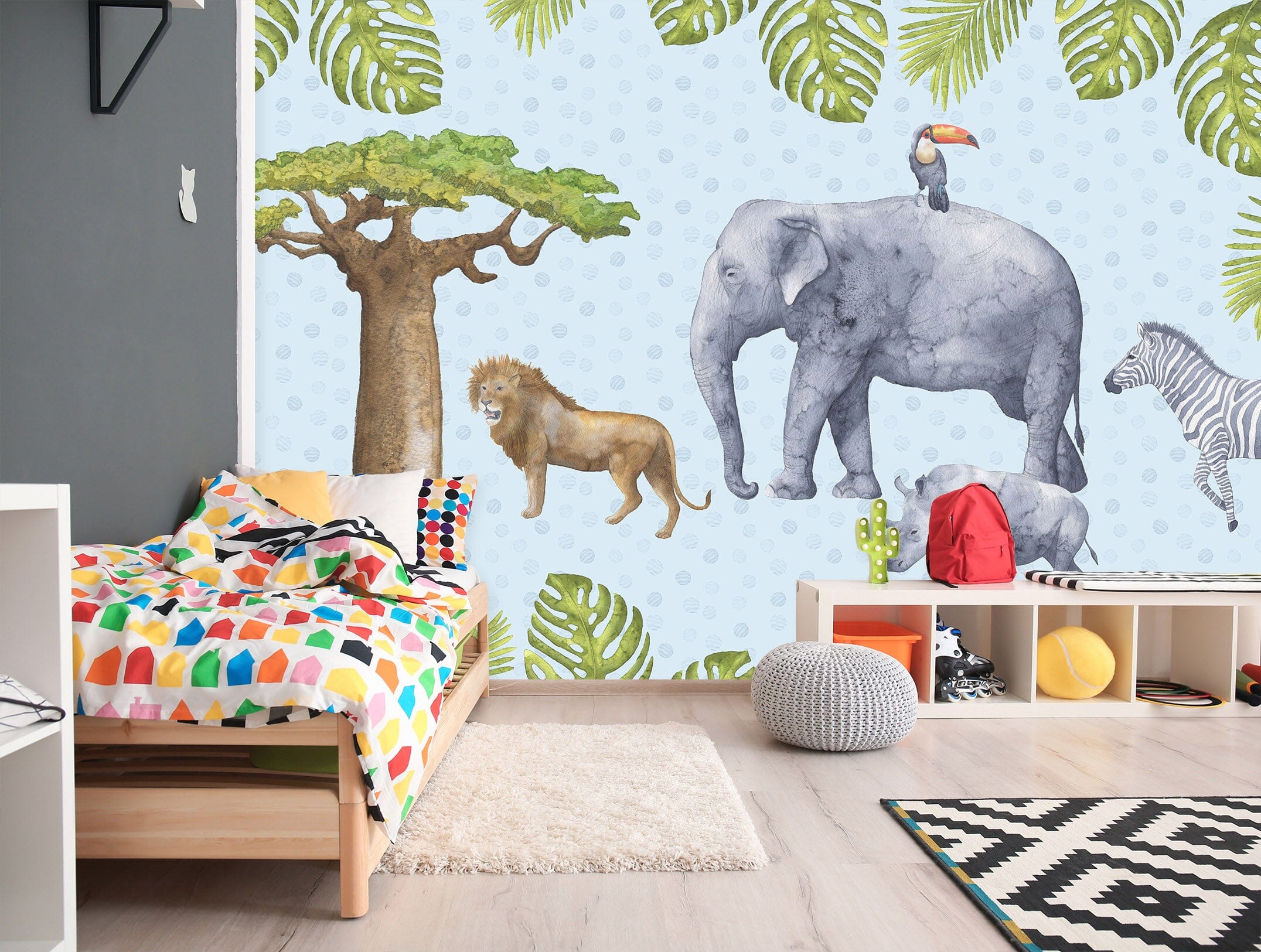 3D Elephant Lion 006 Wall Murals Wallpaper AJ Wallpaper 2 