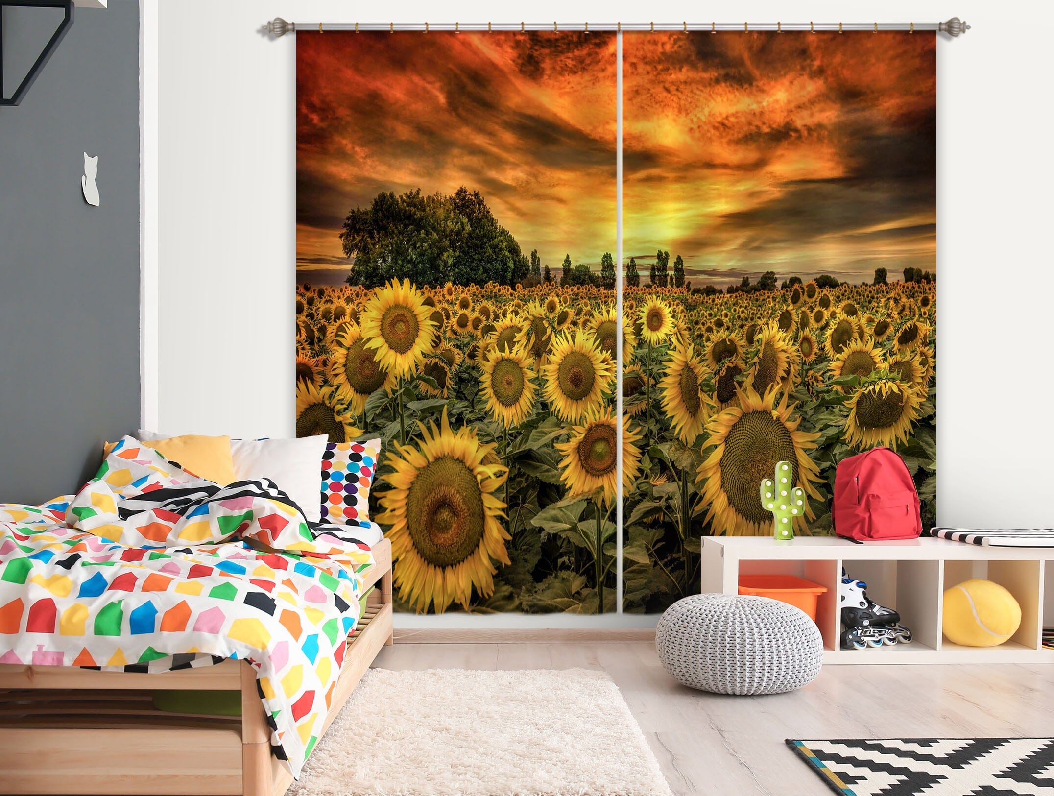 3D Sunflower Garden 179 Marco Carmassi Curtain Curtains Drapes Curtains AJ Creativity Home 