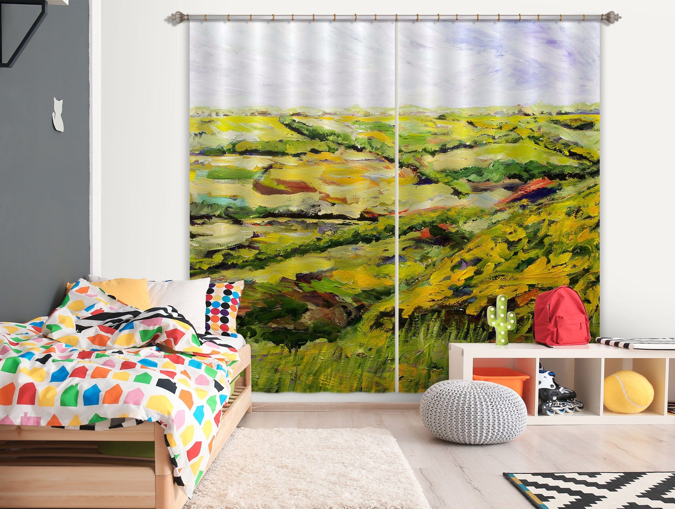 3D Sunny Field 220 Allan P. Friedlander Curtain Curtains Drapes Curtains AJ Creativity Home 