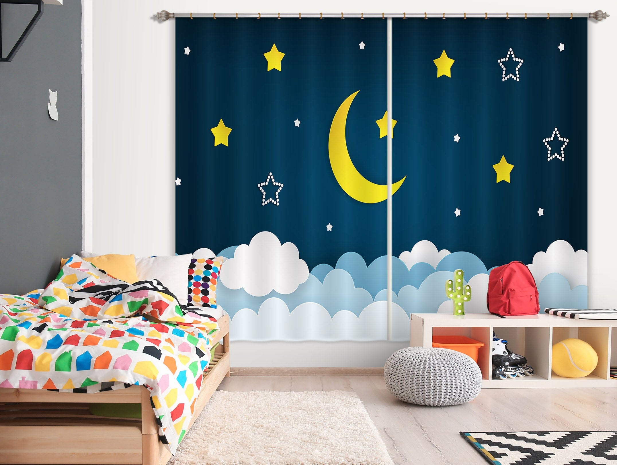3D Silent Night Sky 786 Curtains Drapes Wallpaper AJ Wallpaper 