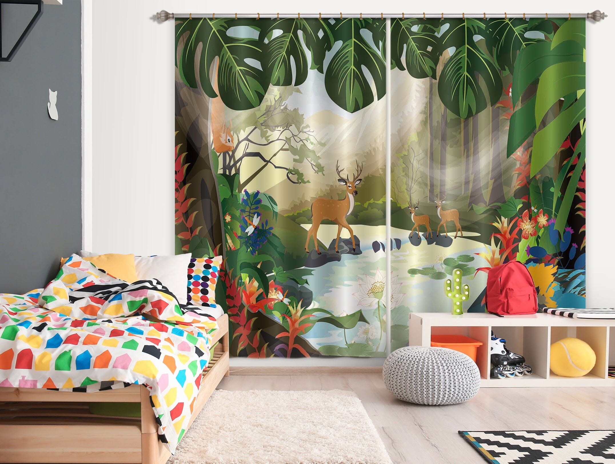 3D Green Leaf 738 Curtains Drapes Wallpaper AJ Wallpaper 