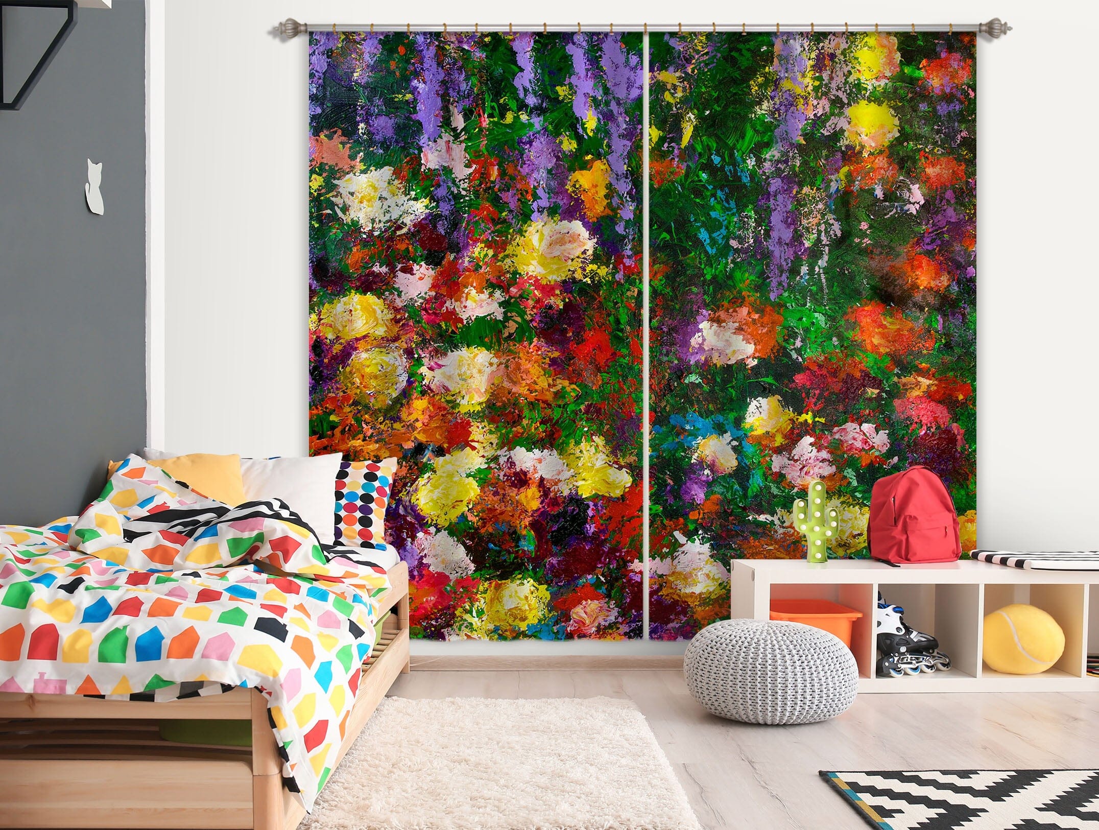 3D Bright Flowers 198 Allan P. Friedlander Curtain Curtains Drapes Curtains AJ Creativity Home 