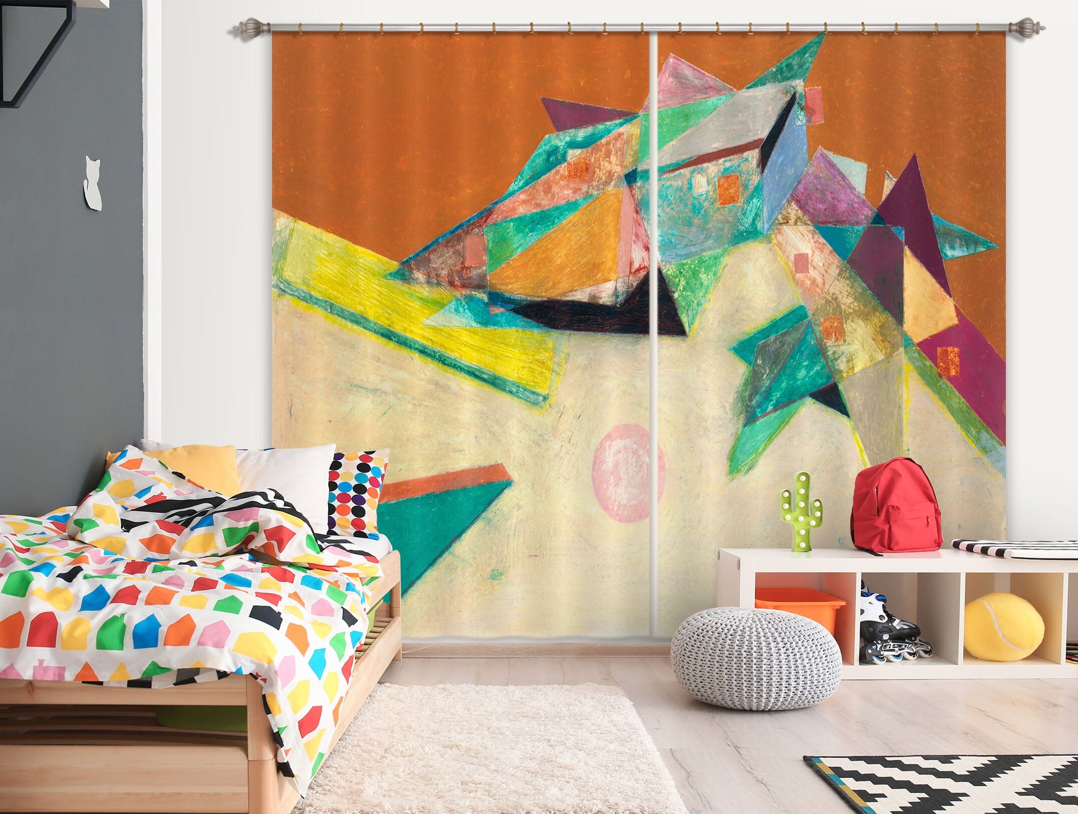 3D Color Origami 106 Allan P. Friedlander Curtain Curtains Drapes Curtains AJ Creativity Home 