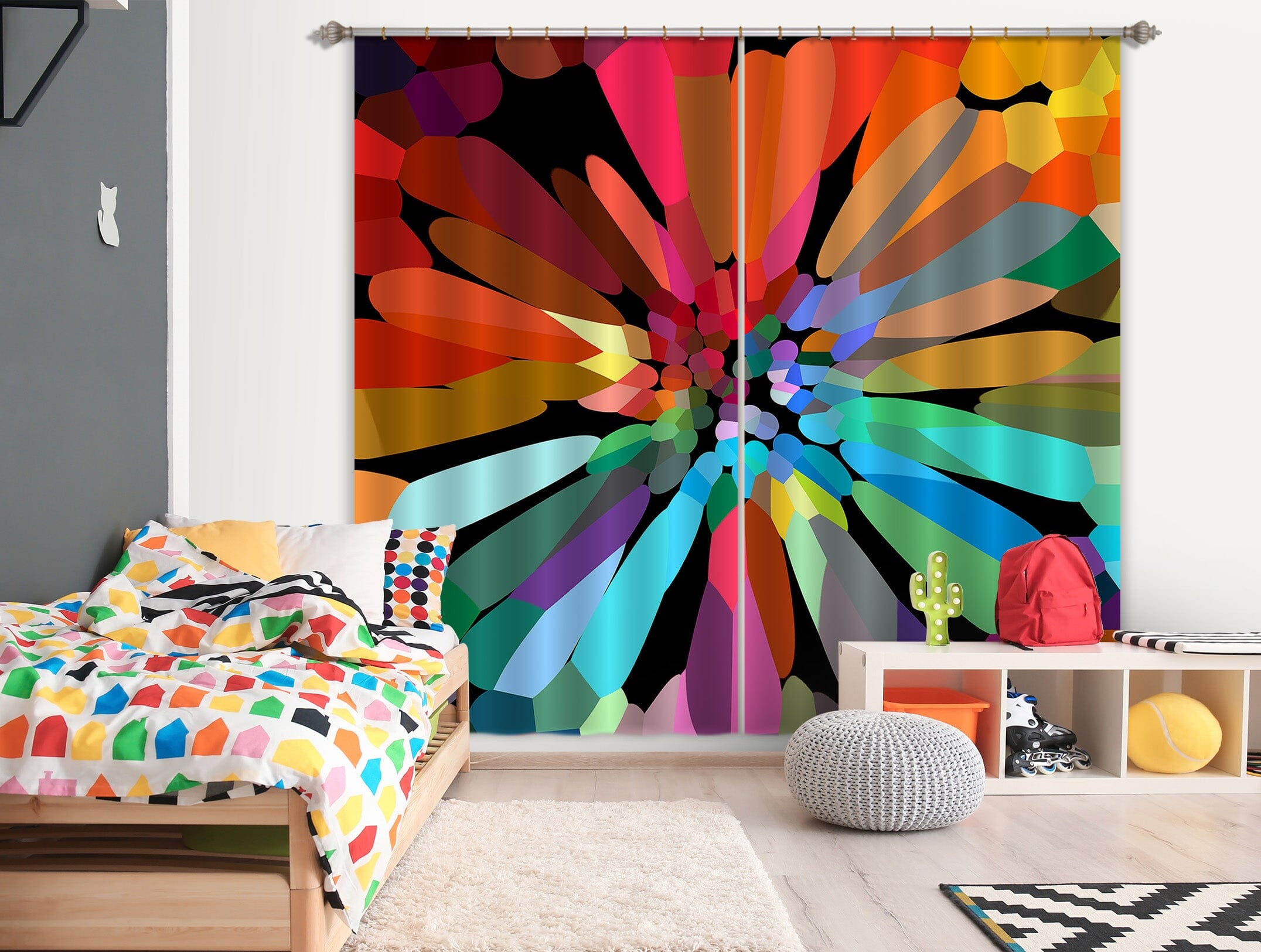 3D Colored Petals 034 Shandra Smith Curtain Curtains Drapes Curtains AJ Creativity Home 