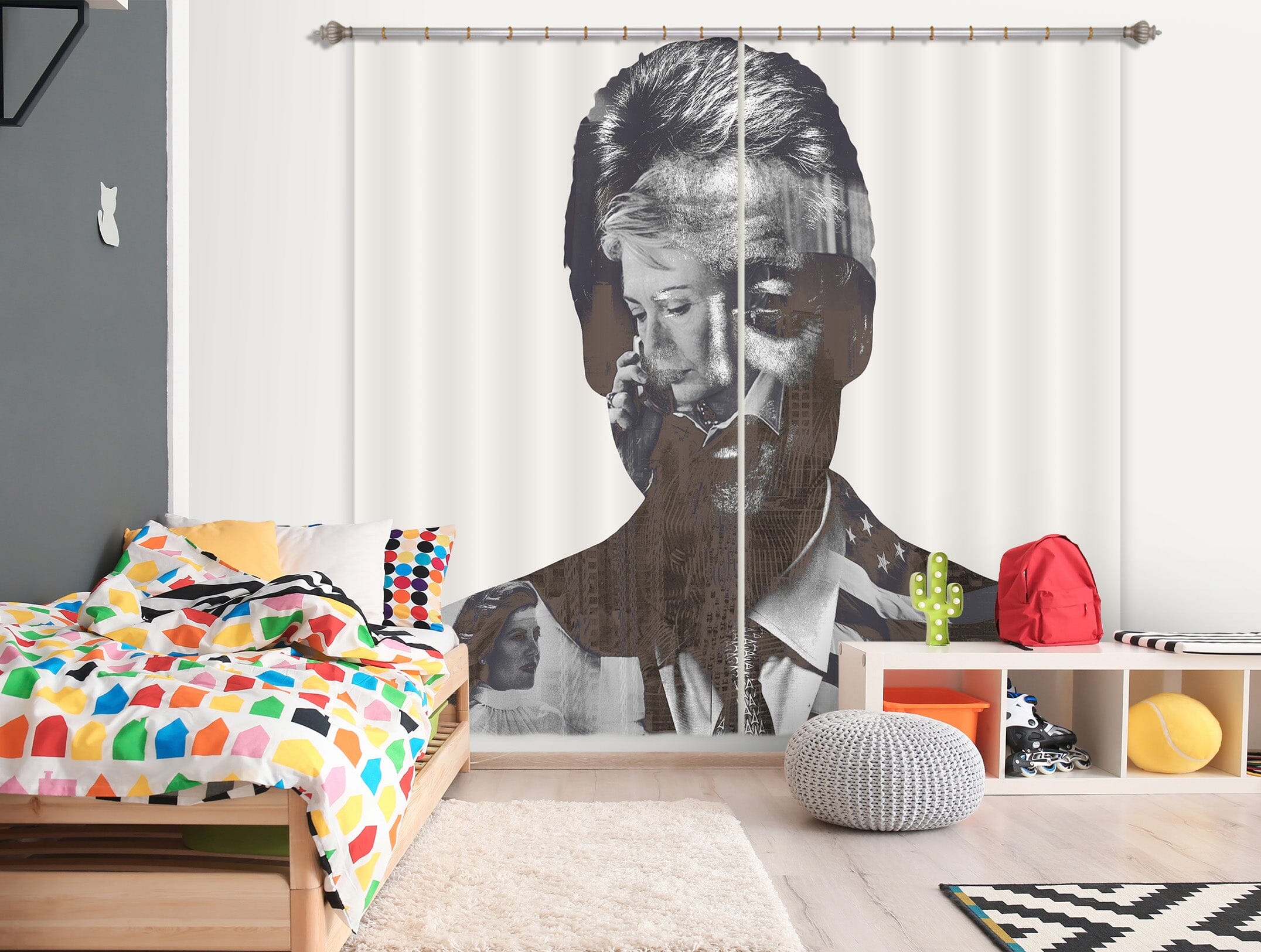 3D Grey Smile 041 Marco Cavazzana Curtain Curtains Drapes Curtains AJ Creativity Home 