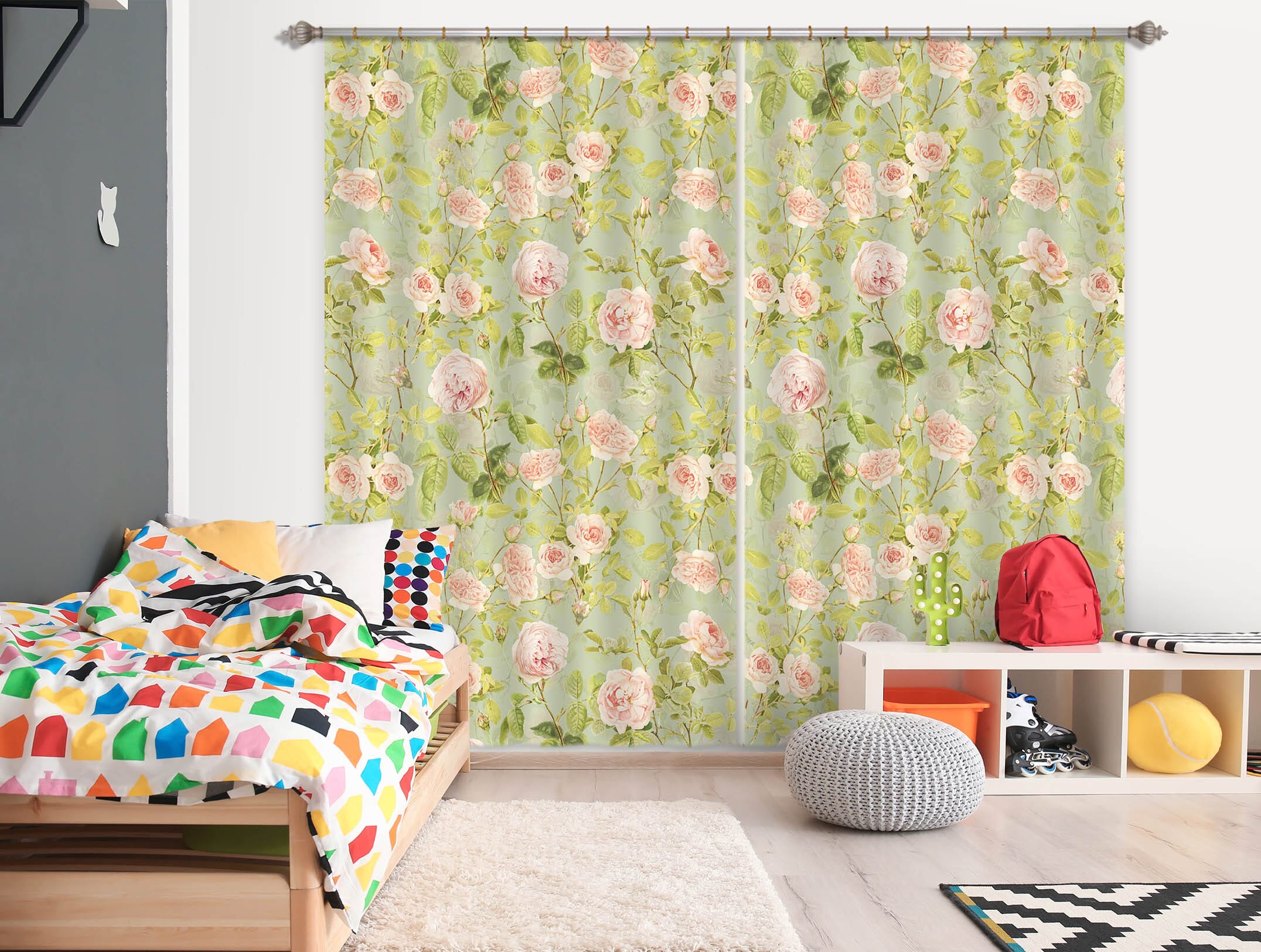 3D Pink Flowering Branch 150 Uta Naumann Curtain Curtains Drapes Curtains AJ Creativity Home 