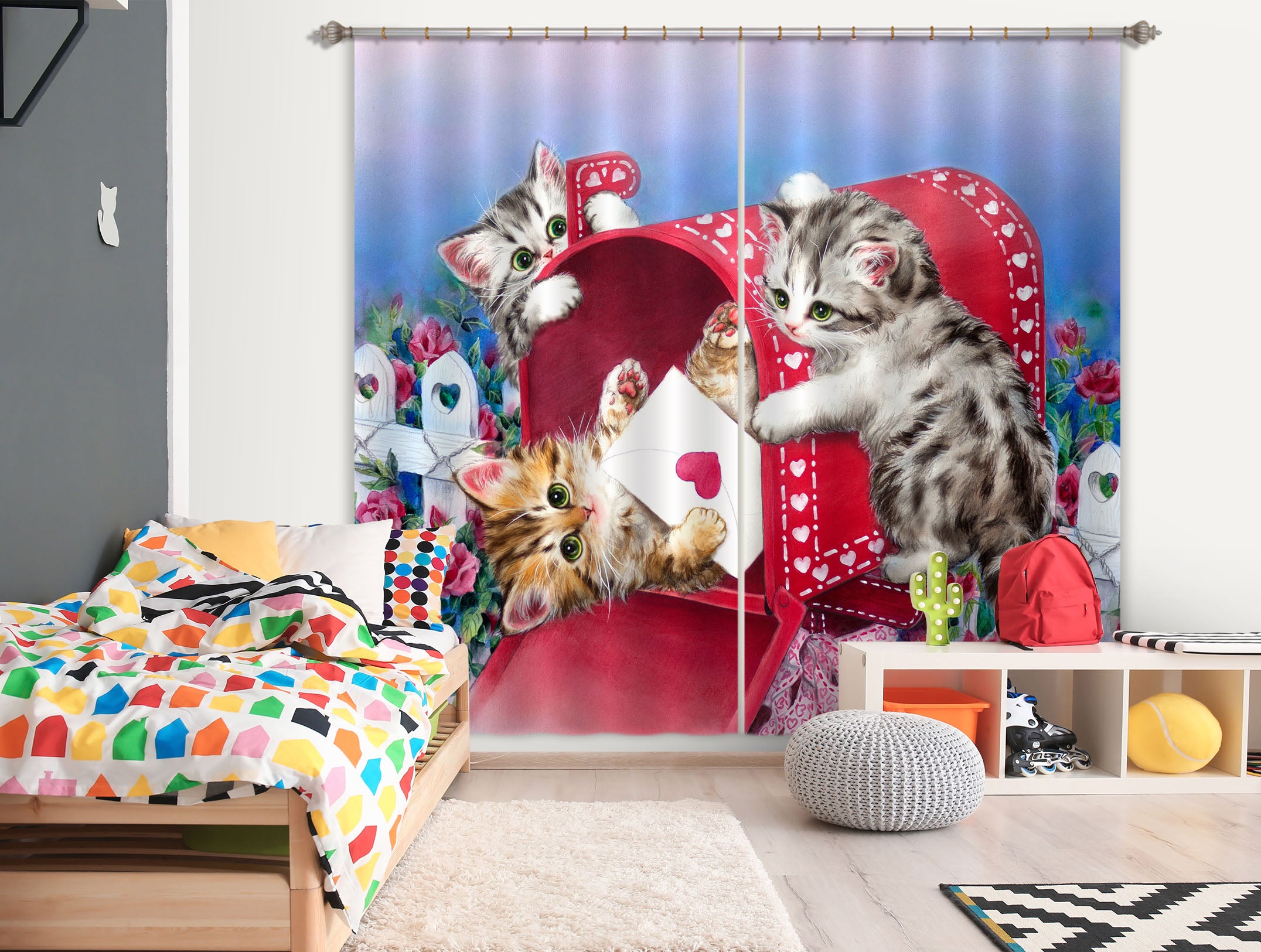 3D Mailbox Cat 9103 Kayomi Harai Curtain Curtains Drapes