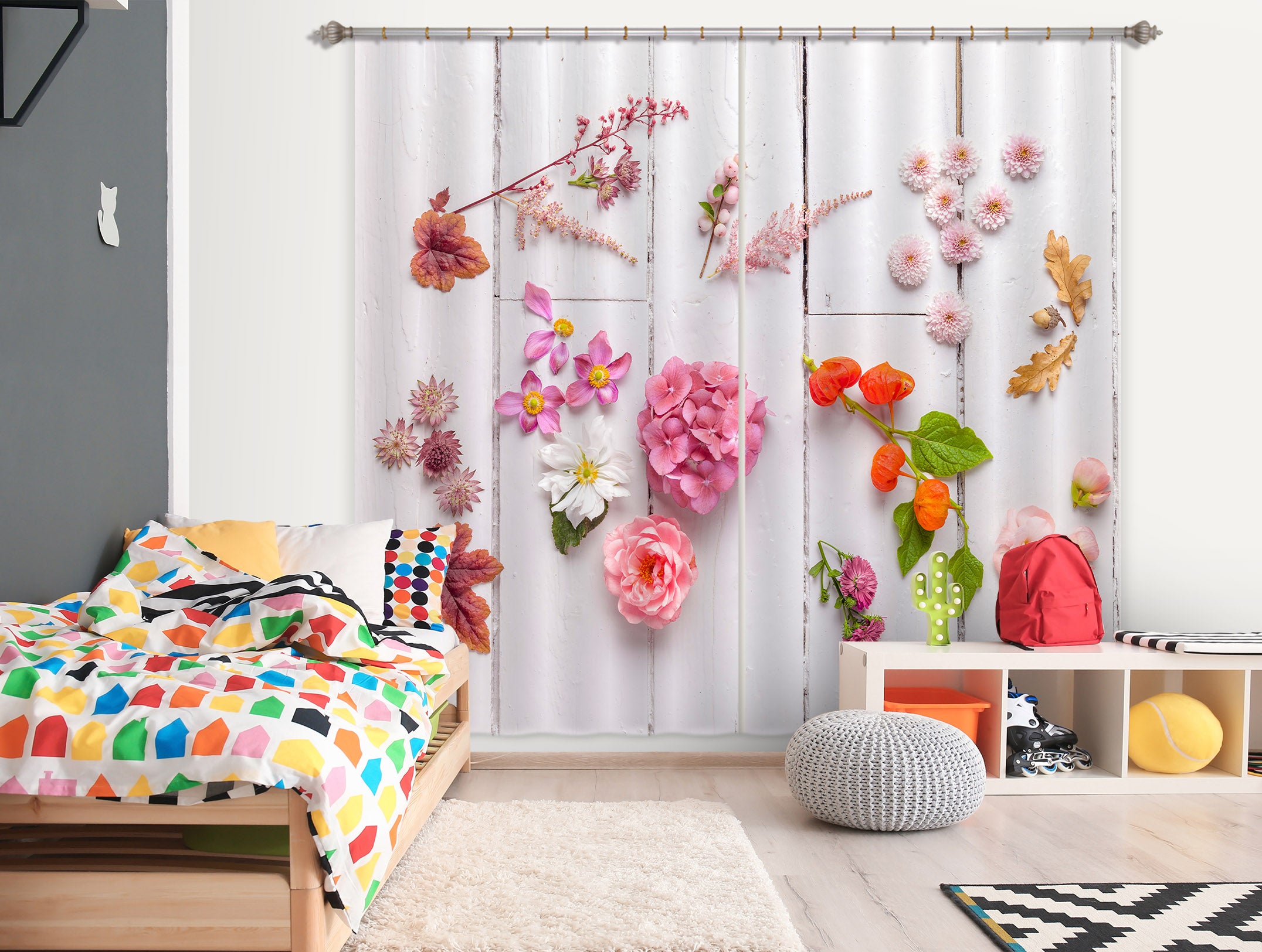 3D Beautiful Flowers 6316 Assaf Frank Curtain Curtains Drapes