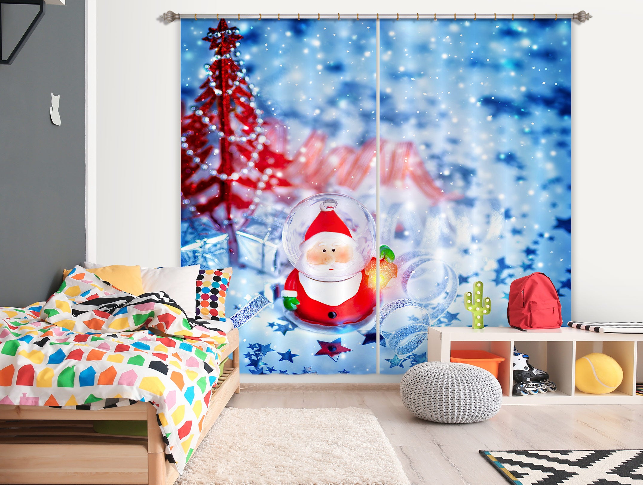 3D Santa Claus Ornaments 52018 Christmas Curtains Drapes Xmas