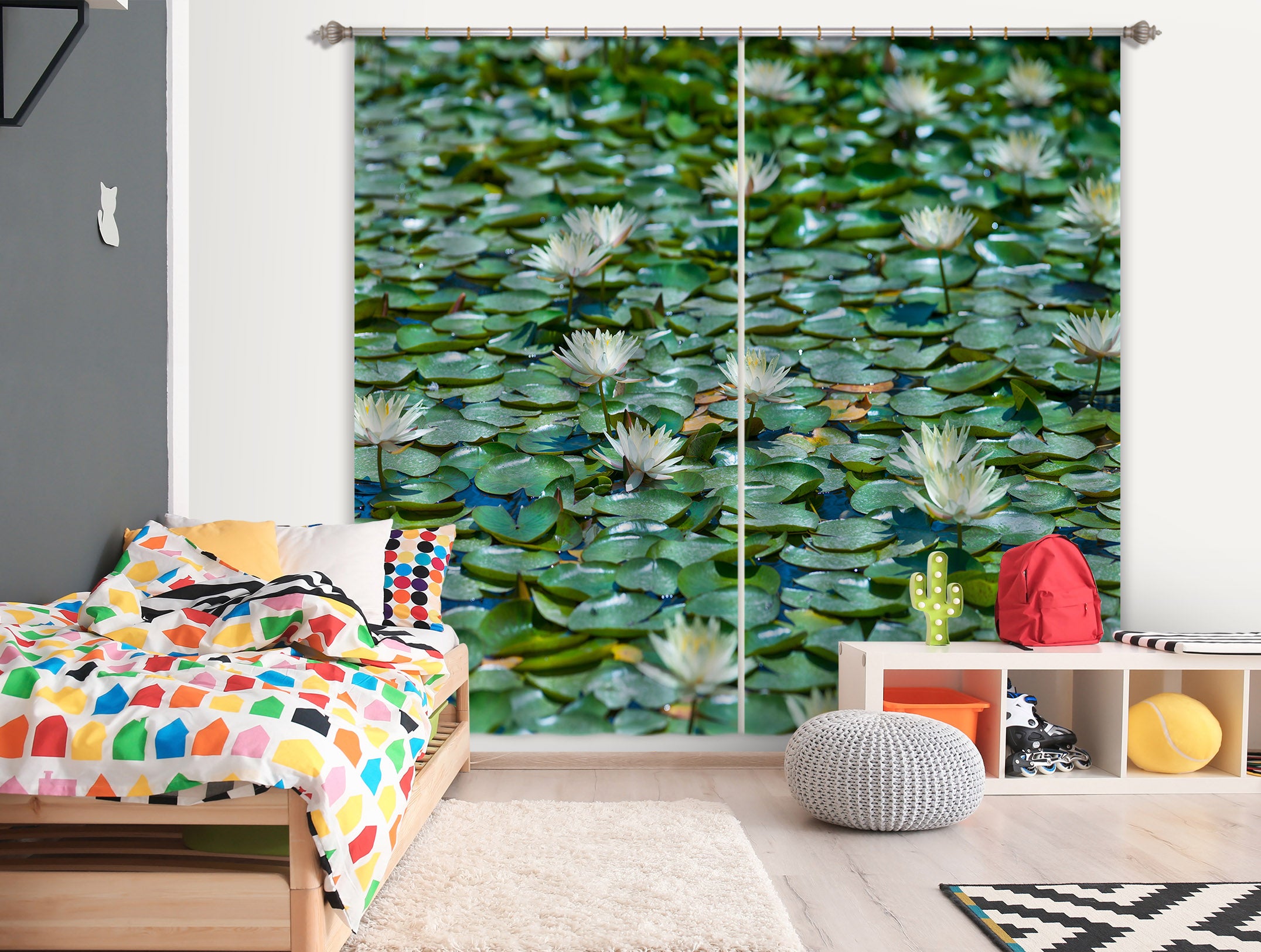 3D Lotus Pond 6310 Assaf Frank Curtain Curtains Drapes