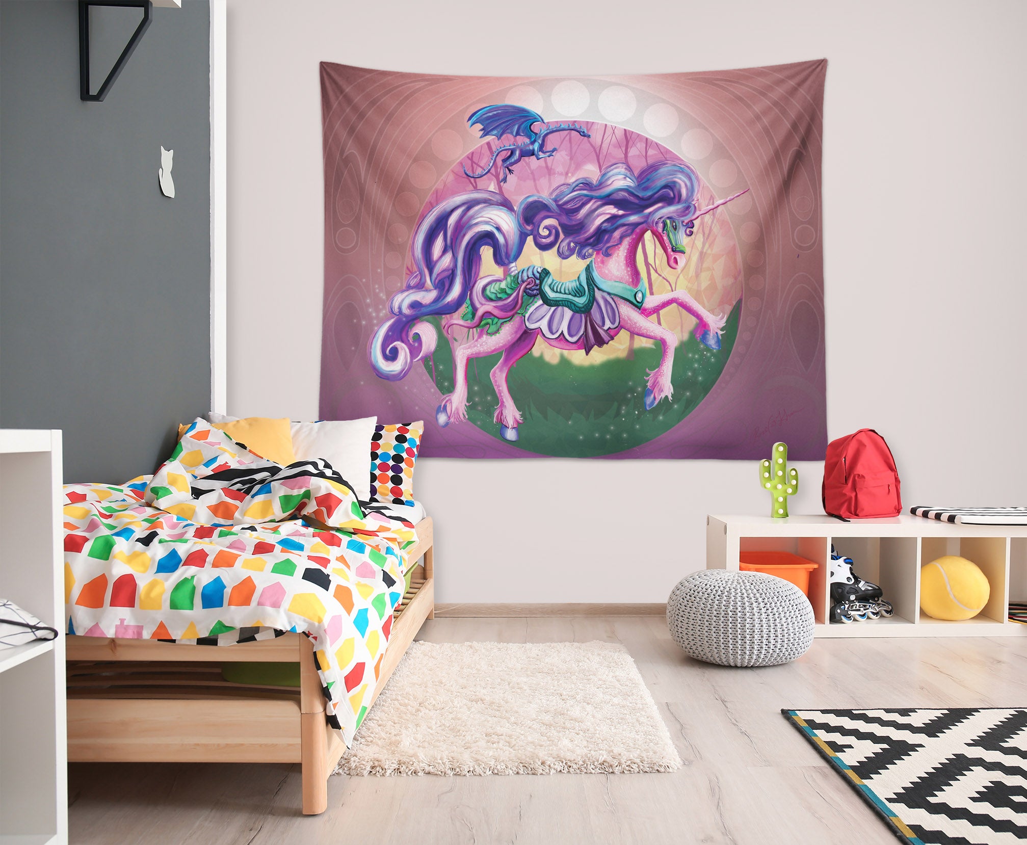 3D Unicorn Princess 5203 Rose Catherine Khan Tapestry Hanging Cloth Hang