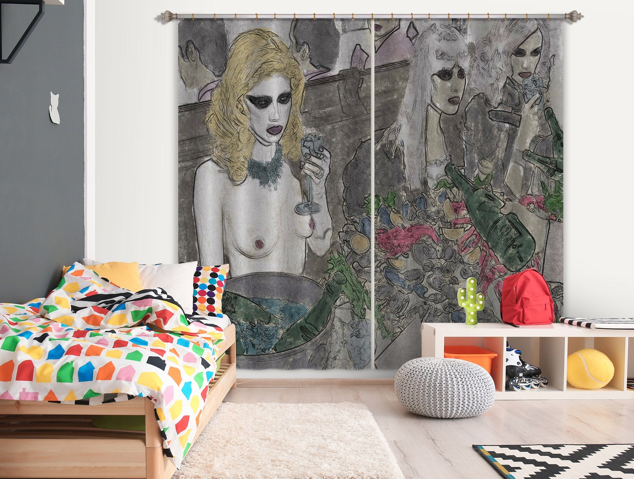 3D Garden Girl 045 Marco Cavazzana Curtain Curtains Drapes Curtains AJ Creativity Home 