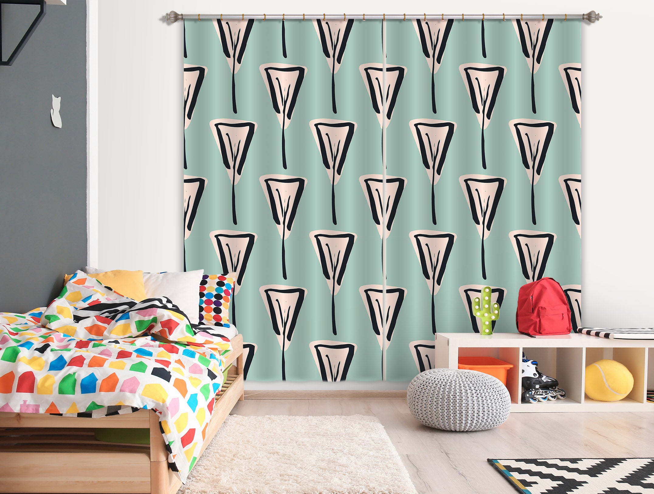 3D Flower Triangle Pattern 11132 Kashmira Jayaprakash Curtain Curtains Drapes