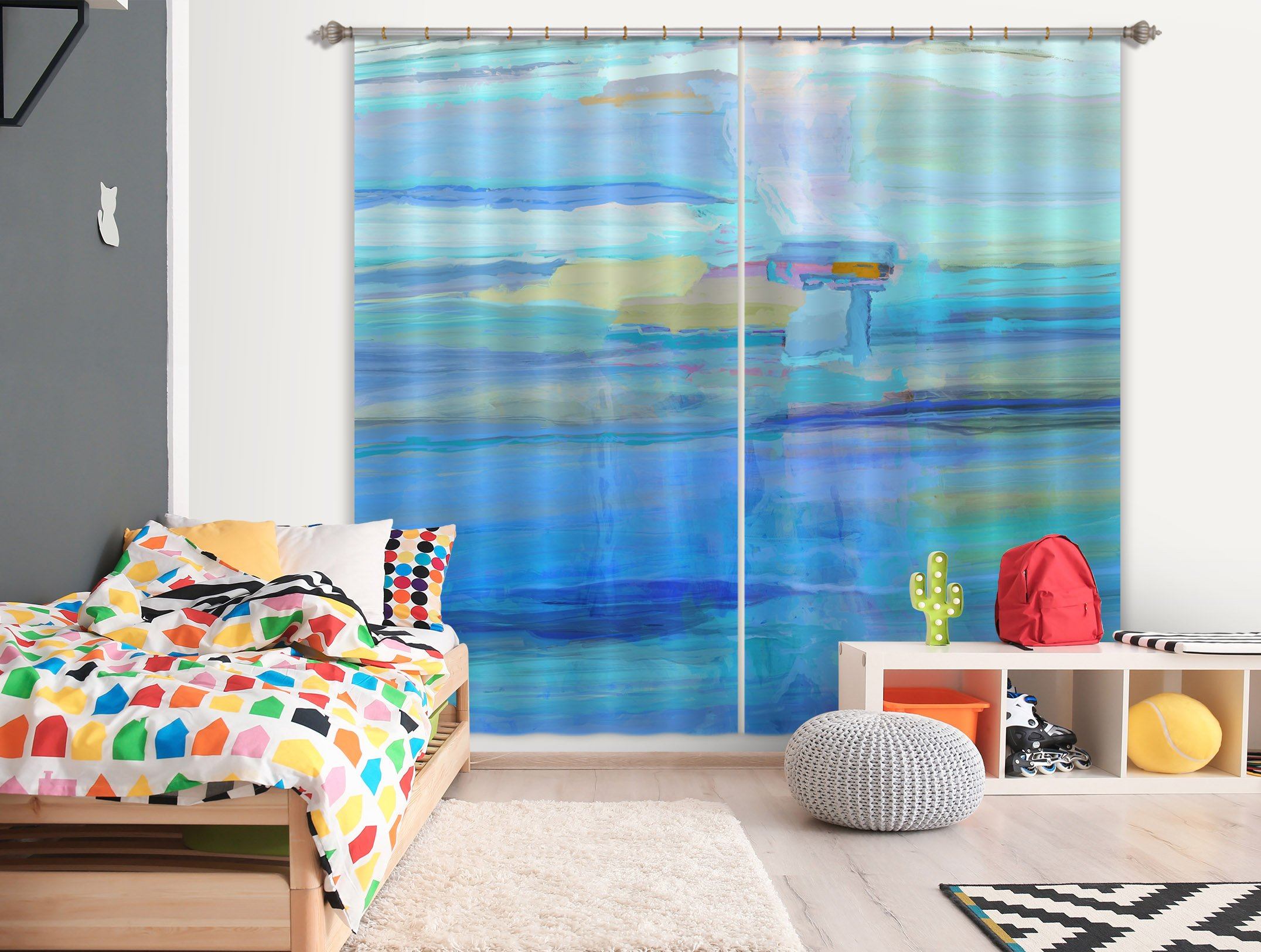 3D Blue Sea 046 Michael Tienhaara Curtain Curtains Drapes Curtains AJ Creativity Home 