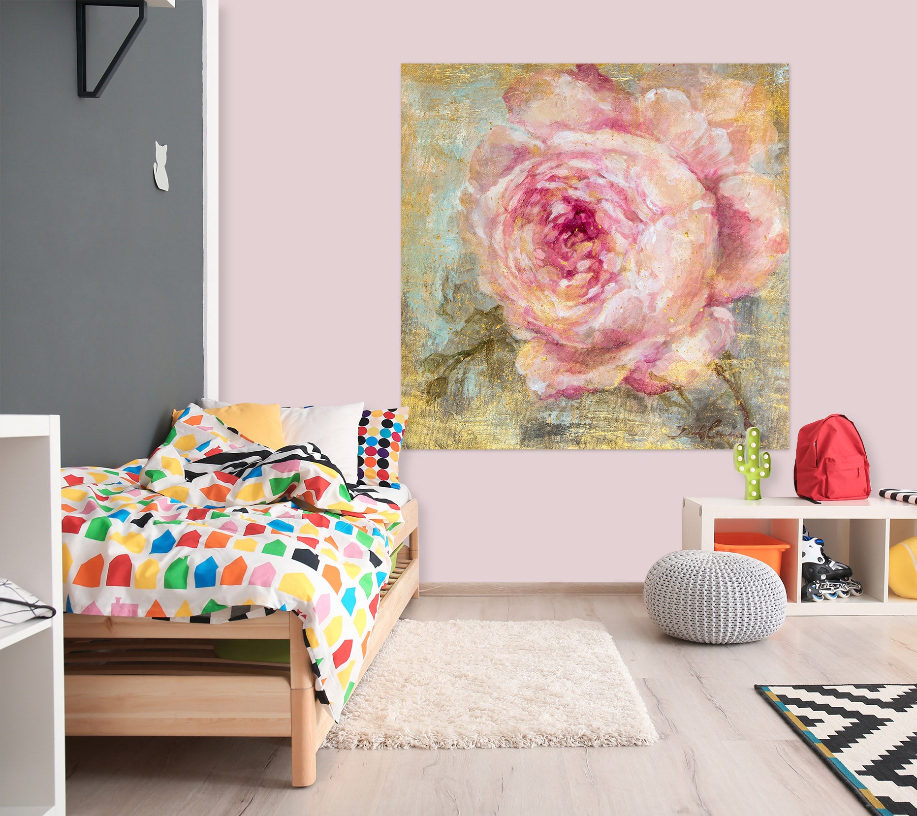 3D Pink Rose 087 Debi Coules Wall Sticker