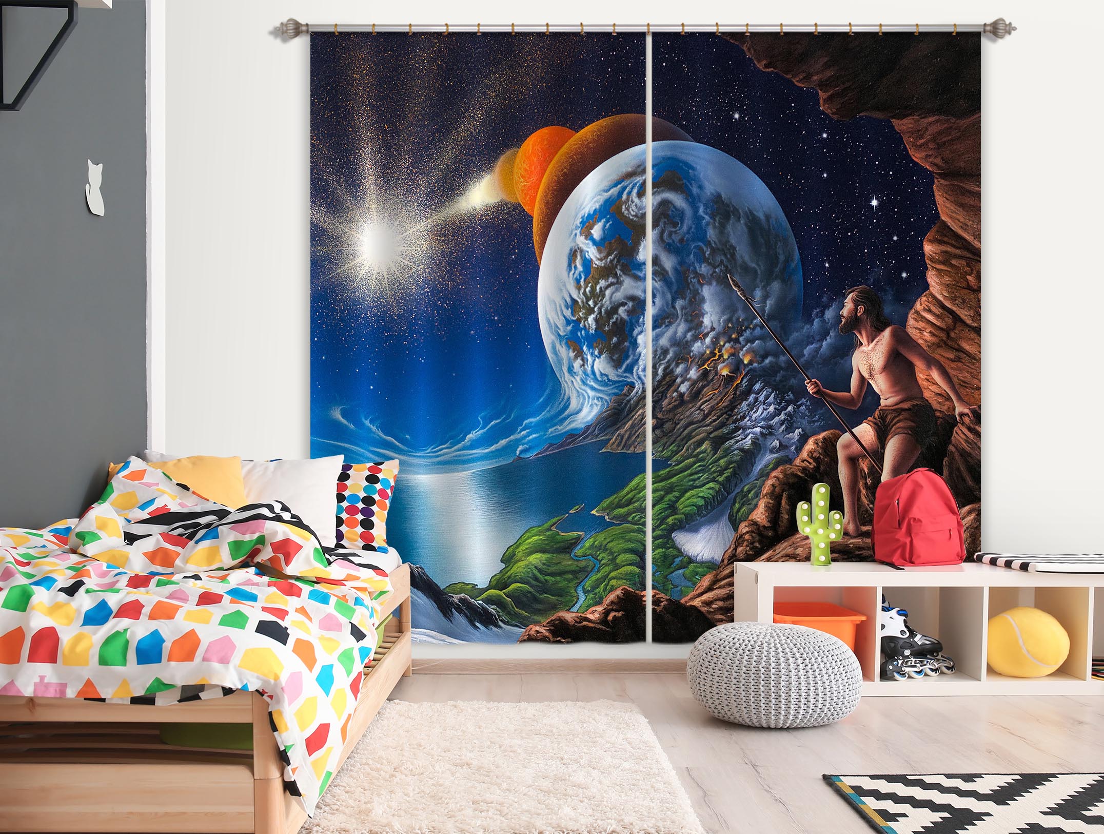 3D Earth Planet 86076 Jerry LoFaro Curtain Curtains Drapes