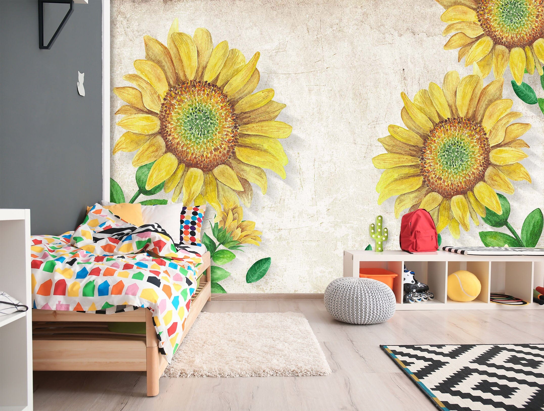 3D Sunflower Fower 1611 Wall Murals Wallpaper AJ Wallpaper 2 