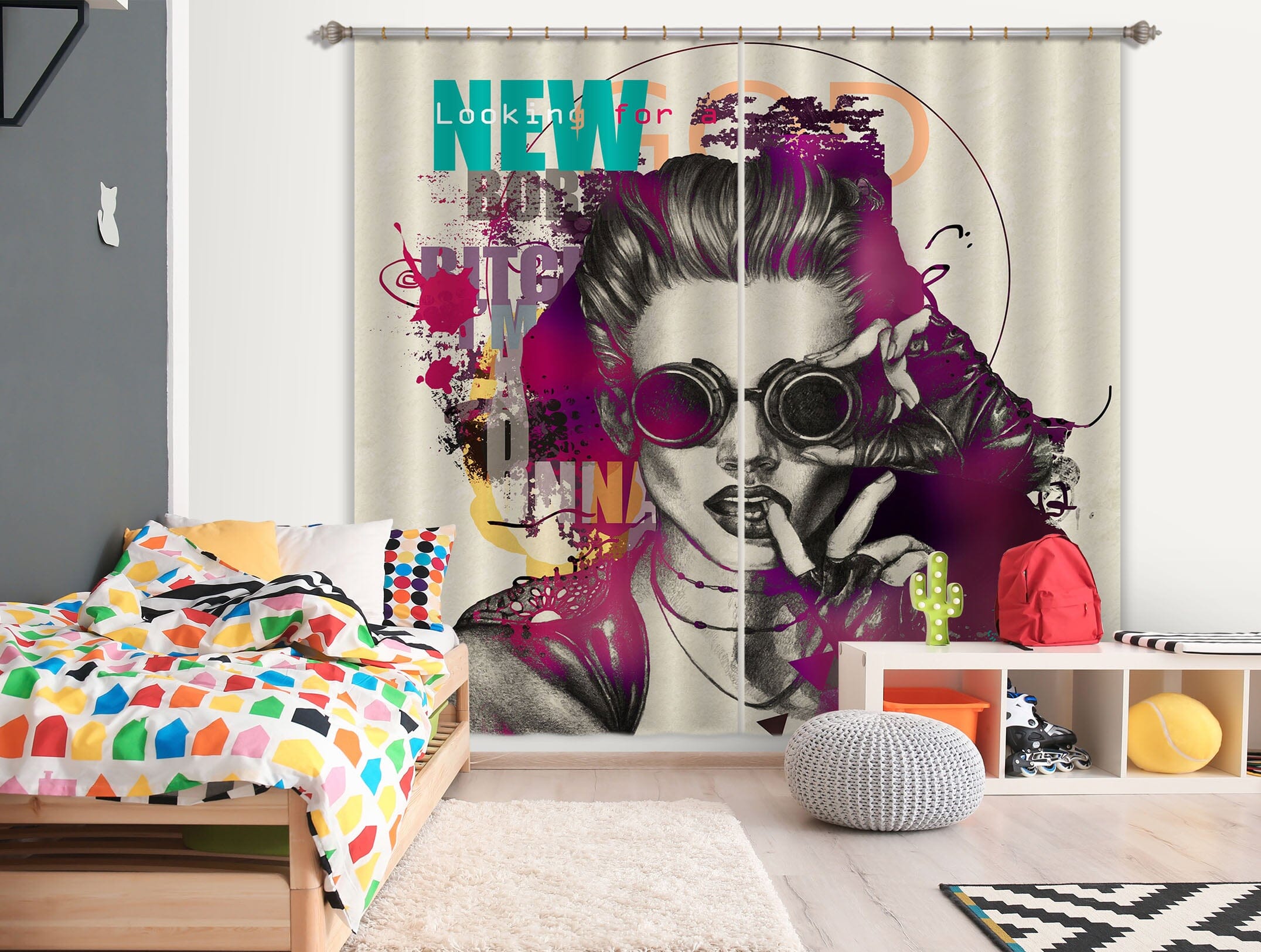 3D Cool Girl 774 Curtains Drapes Wallpaper AJ Wallpaper 