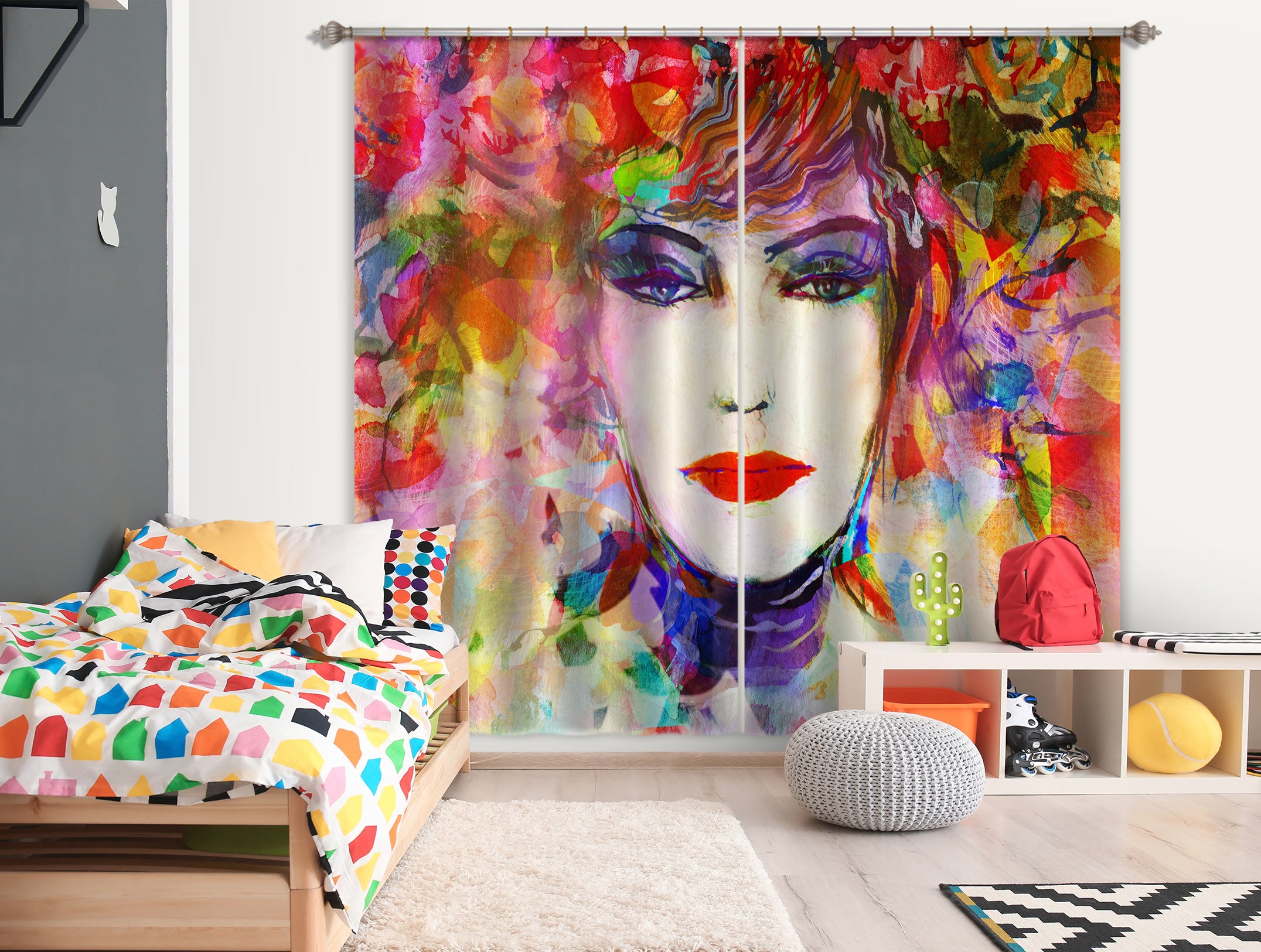 3D Red Painted Model 008 Curtains Drapes