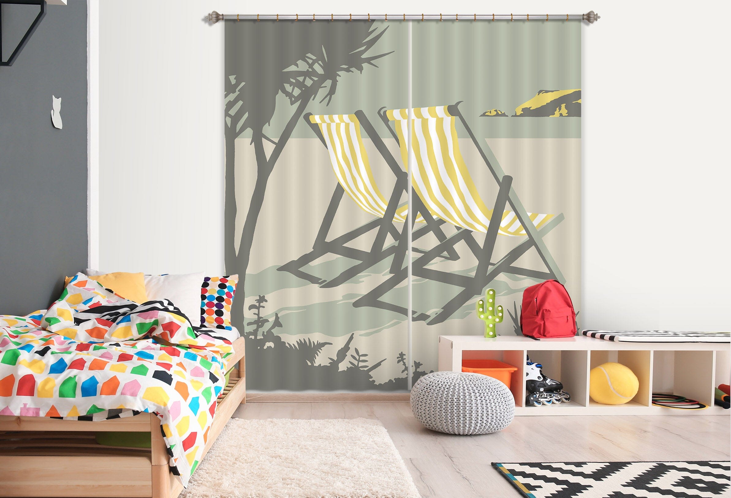 3D Polzeath Deckchairs 132 Steve Read Curtain Curtains Drapes Curtains AJ Creativity Home 
