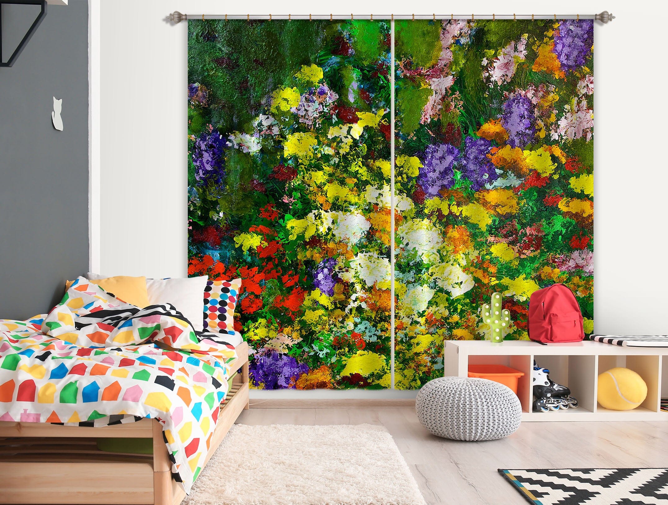3D Bright Flowers 197 Allan P. Friedlander Curtain Curtains Drapes Curtains AJ Creativity Home 