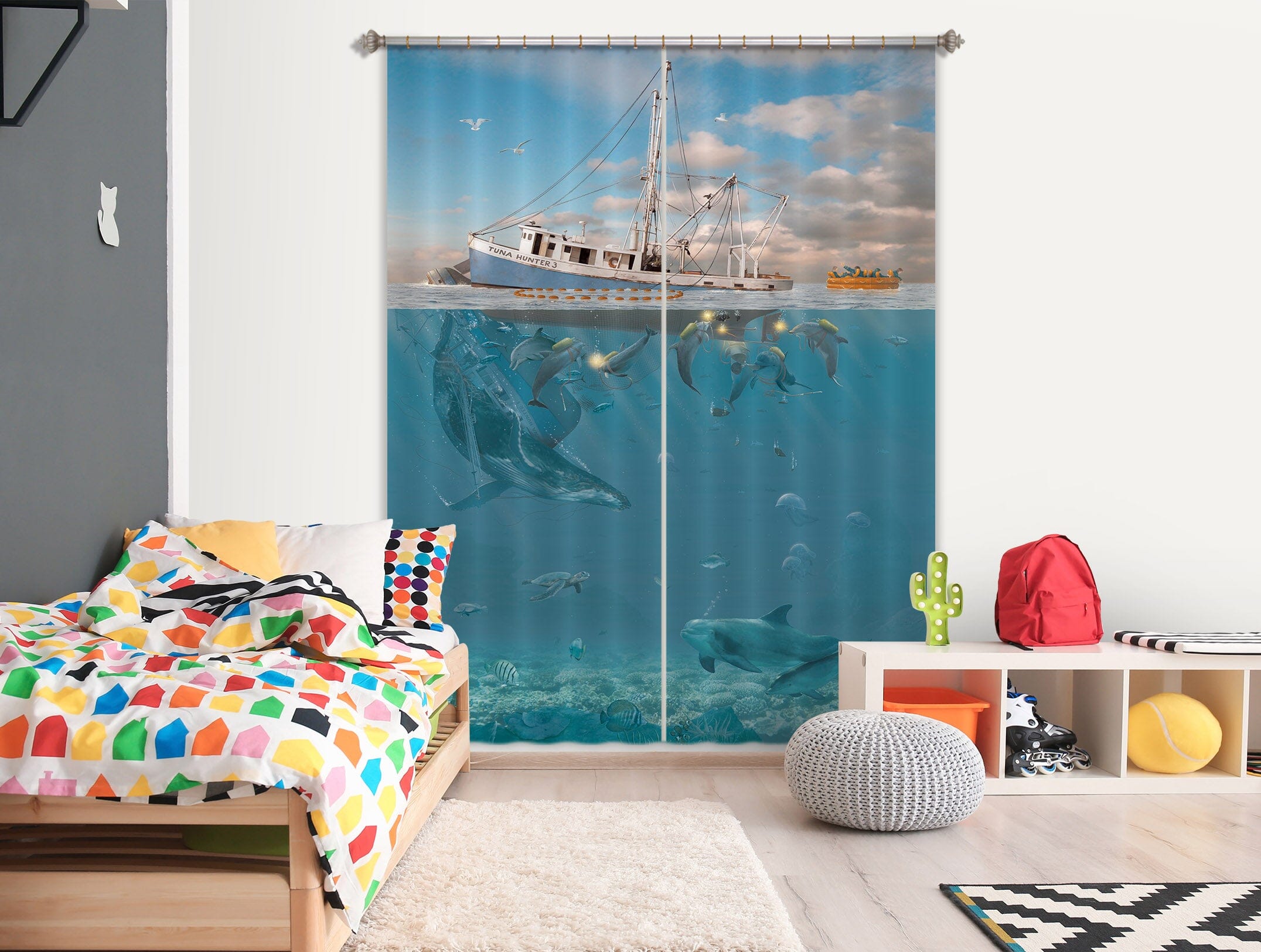 3D Rage Of The Dolphin 063 Vincent Hie Curtain Curtains Drapes Curtains AJ Creativity Home 