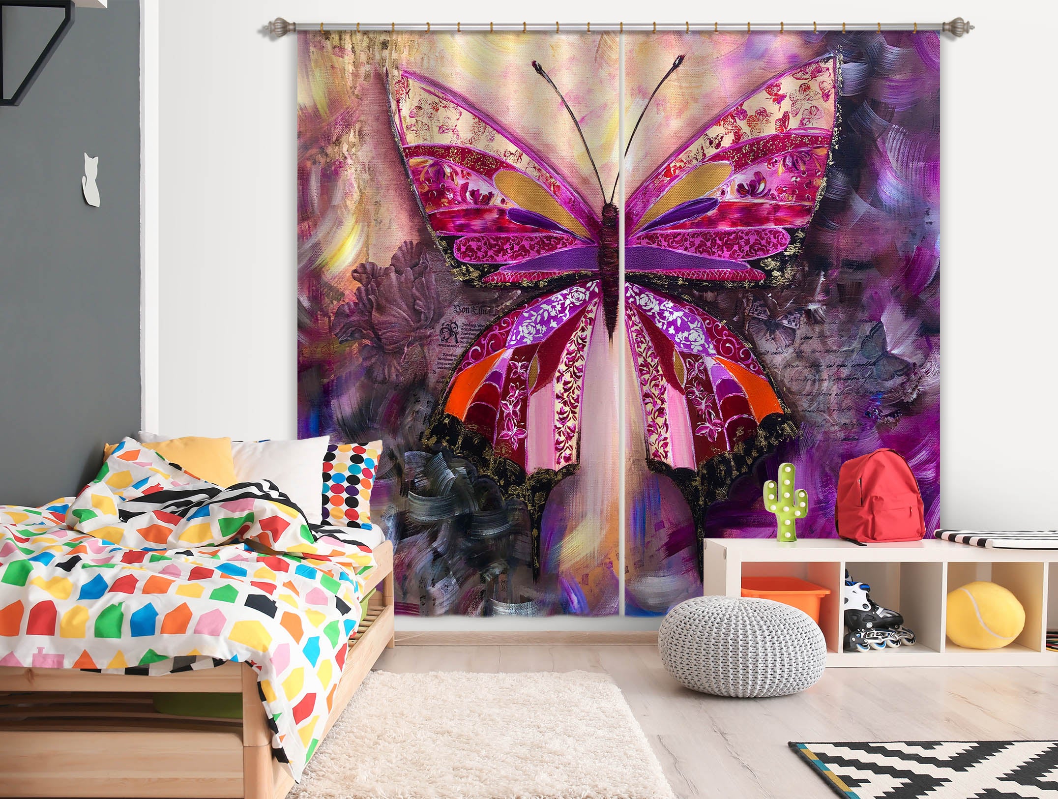 3D Purple Butterfly 2358 Skromova Marina Curtain Curtains Drapes