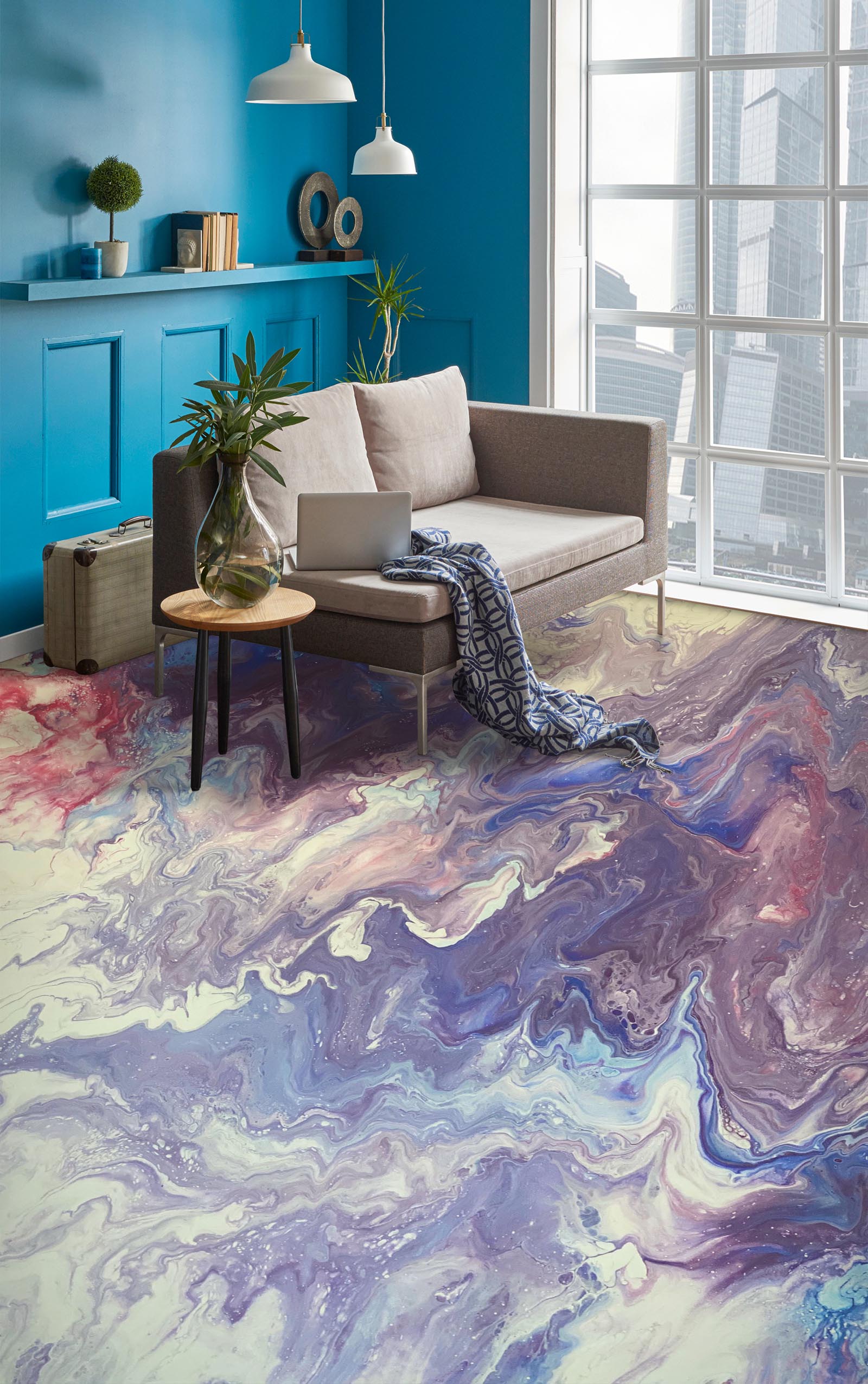 3D Purple Blue Paint Texture 98204 Valerie Latrice Floor Mural