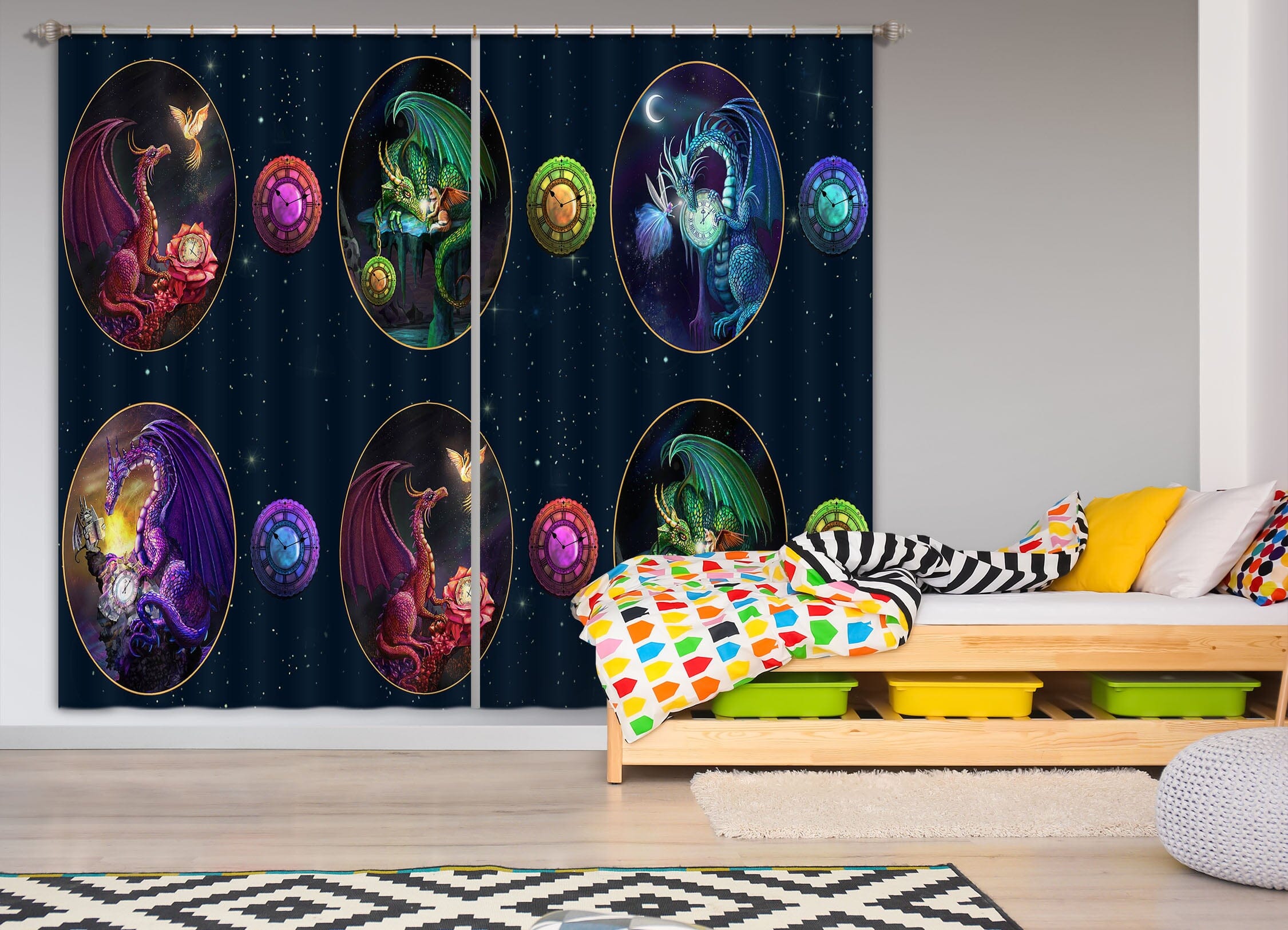 3D Dragon Egg 109 Rose Catherine Khan Curtain Curtains Drapes Curtains AJ Creativity Home 