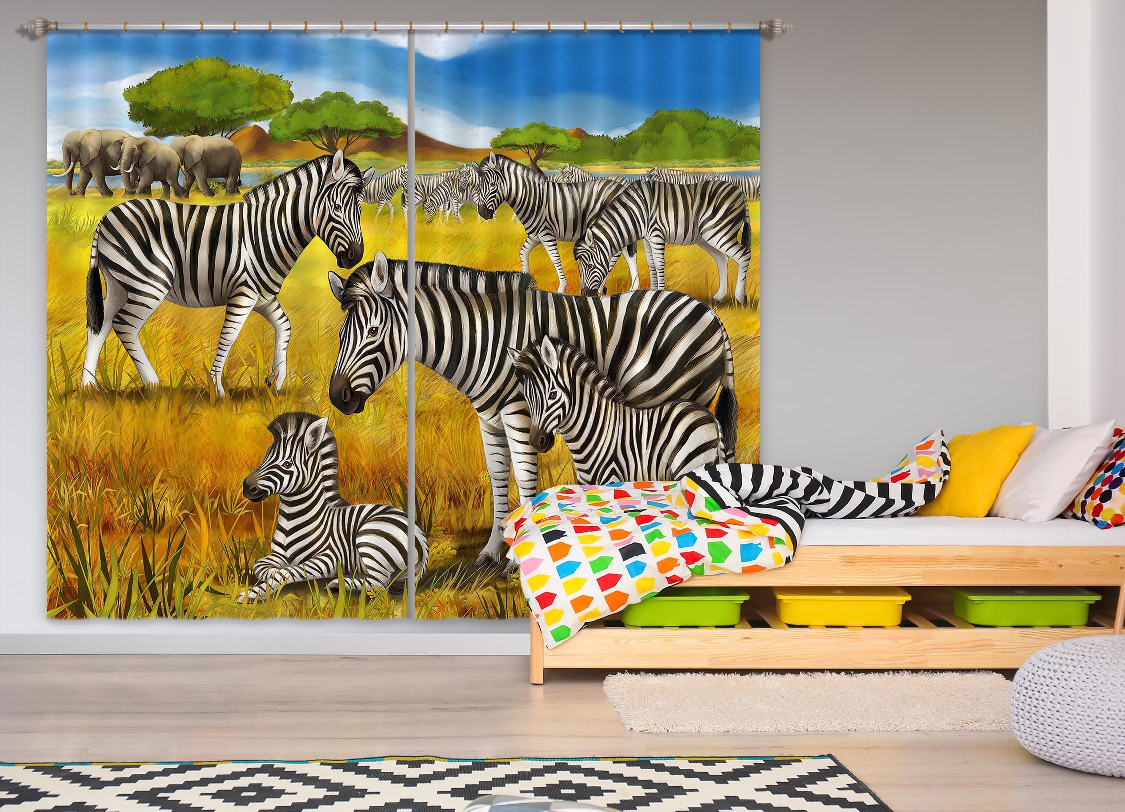 3D Steppe Zebra 798 Curtains Drapes Wallpaper AJ Wallpaper 