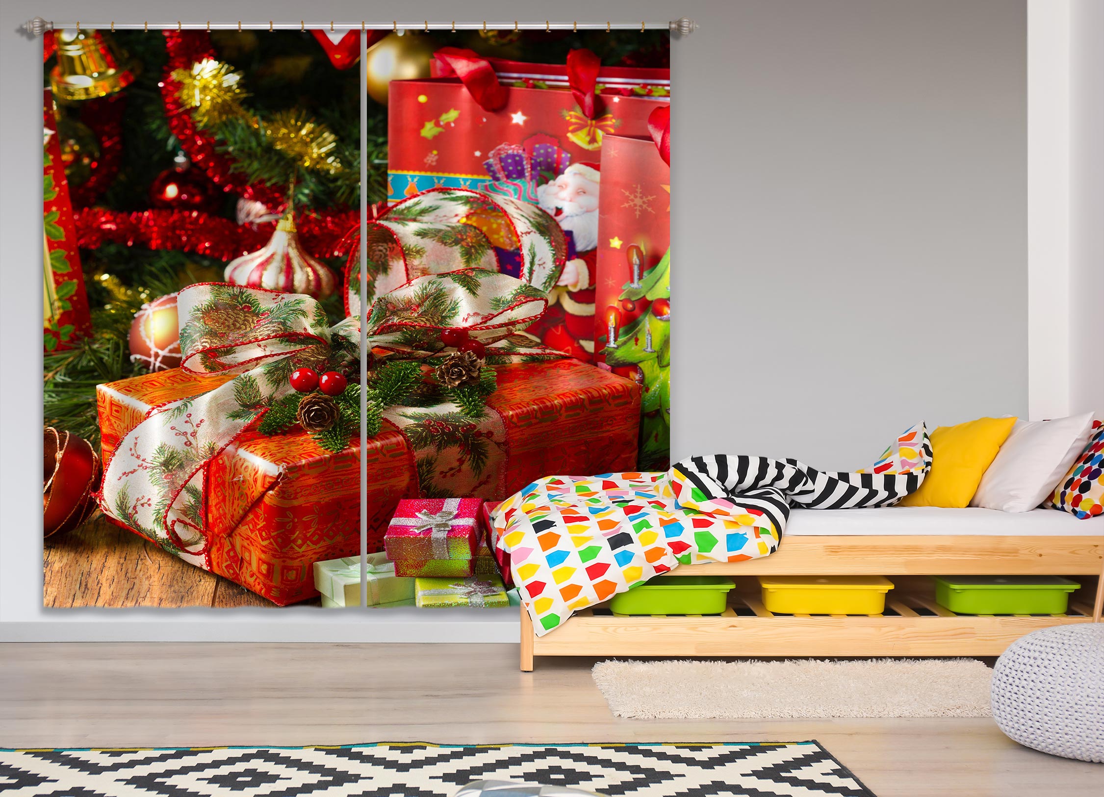 3D Gift Box 52010 Christmas Curtains Drapes Xmas