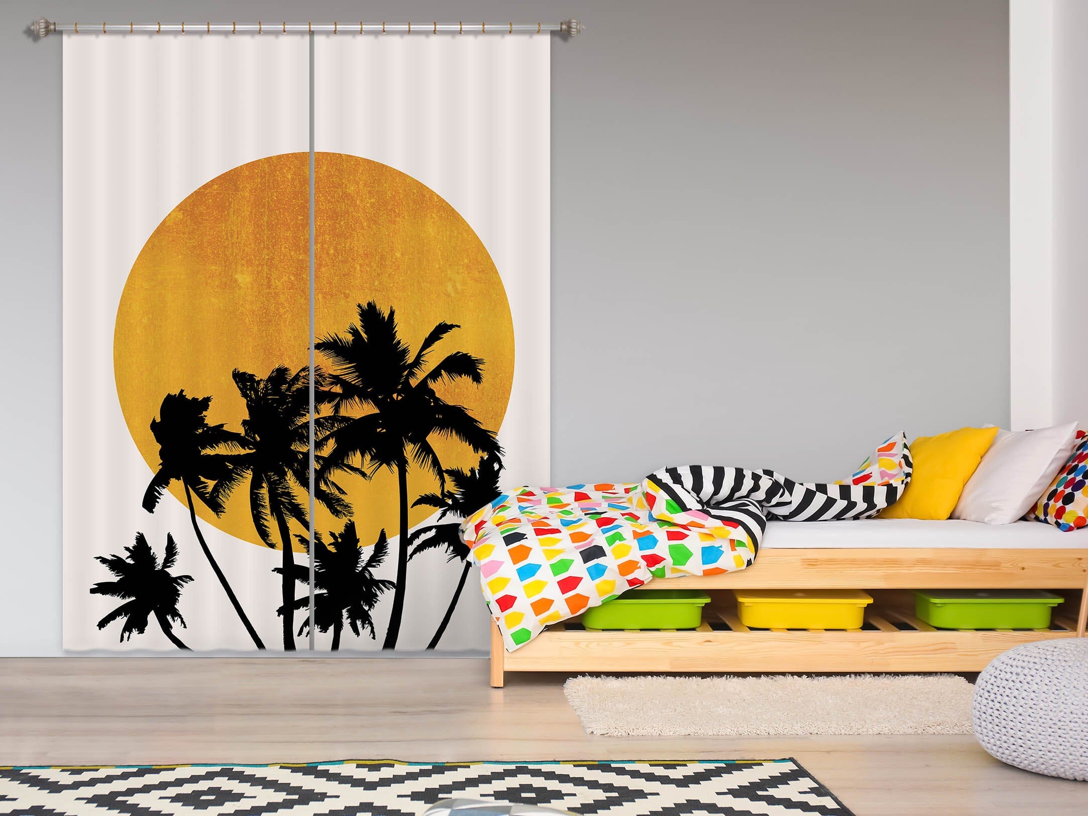 3D Miami Beach Sunset 1083 Boris Draschoff Curtain Curtains Drapes Curtains AJ Creativity Home 