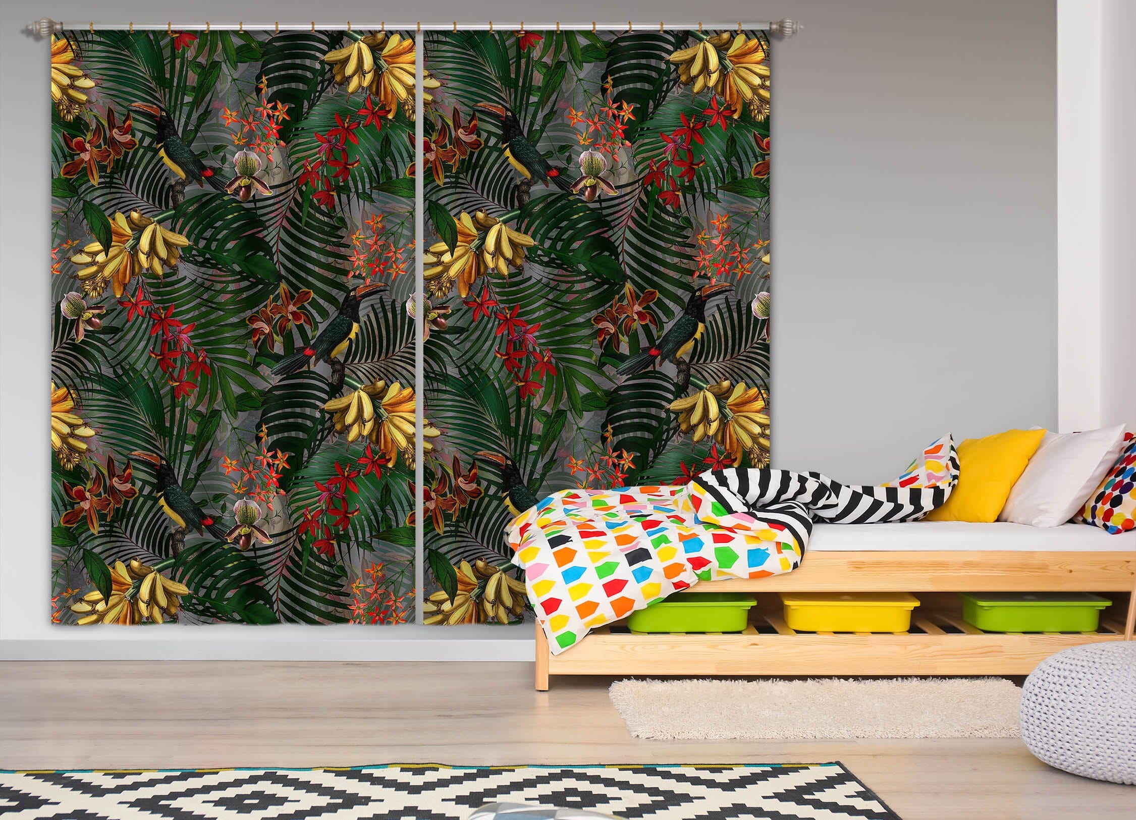 3D Leaf Flower 111 Uta Naumann Curtain Curtains Drapes Curtains AJ Creativity Home 