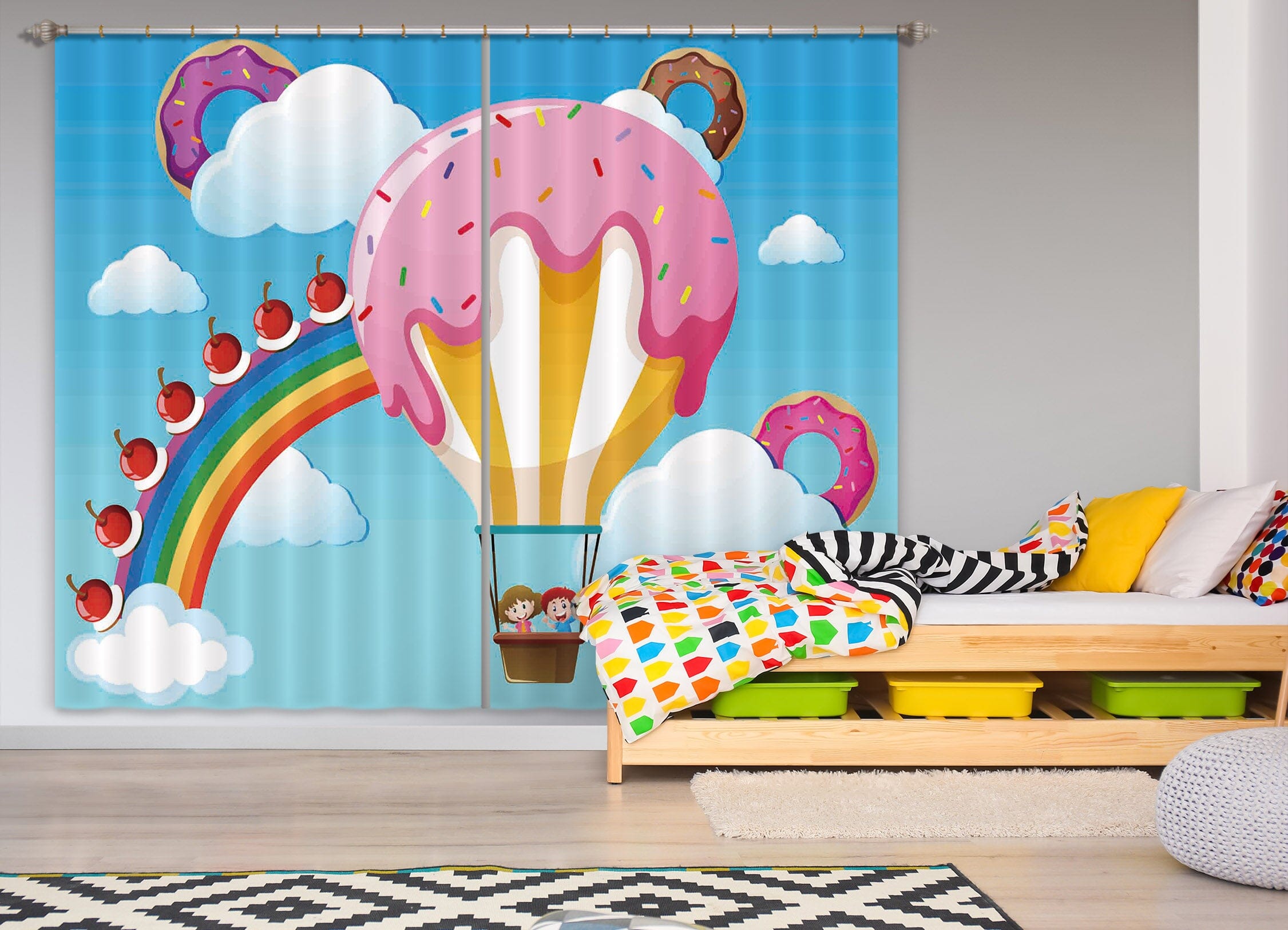 3D Hot Air Balloon 789 Curtains Drapes Wallpaper AJ Wallpaper 