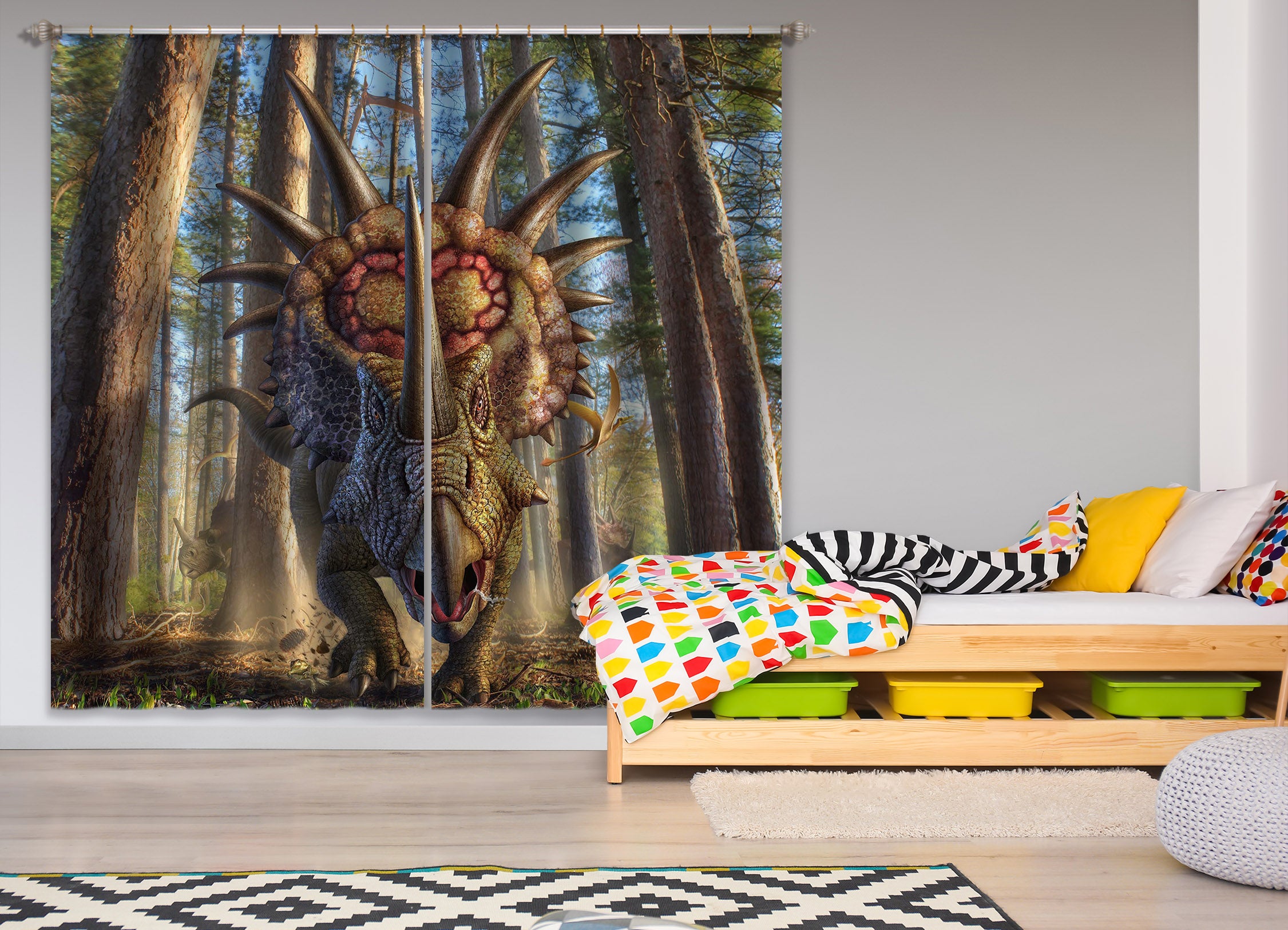 3D Styracosaurus 86101 Jerry LoFaro Curtain Curtains Drapes