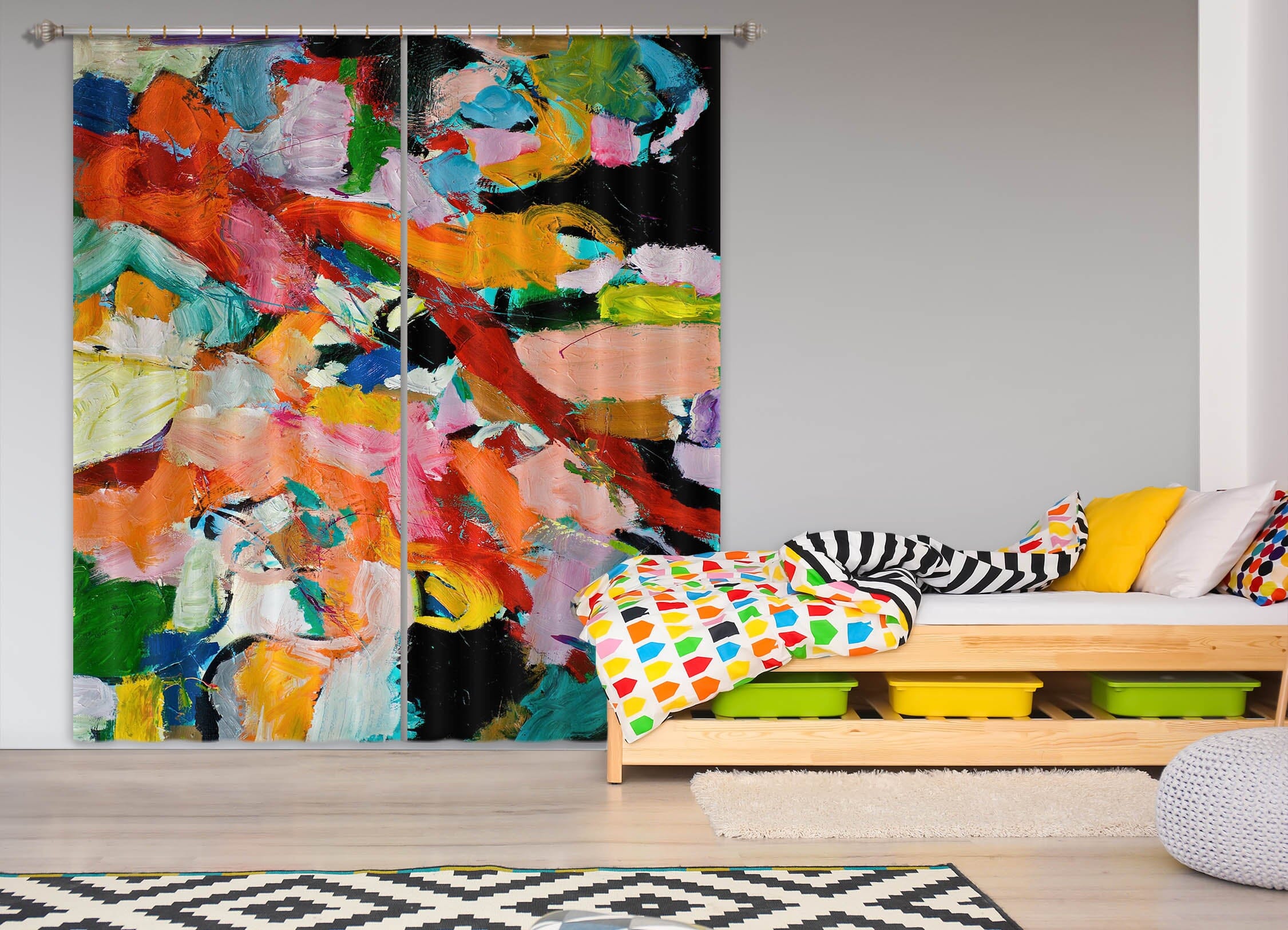 3D Color Graffiti 113 Allan P. Friedlander Curtain Curtains Drapes Curtains AJ Creativity Home 