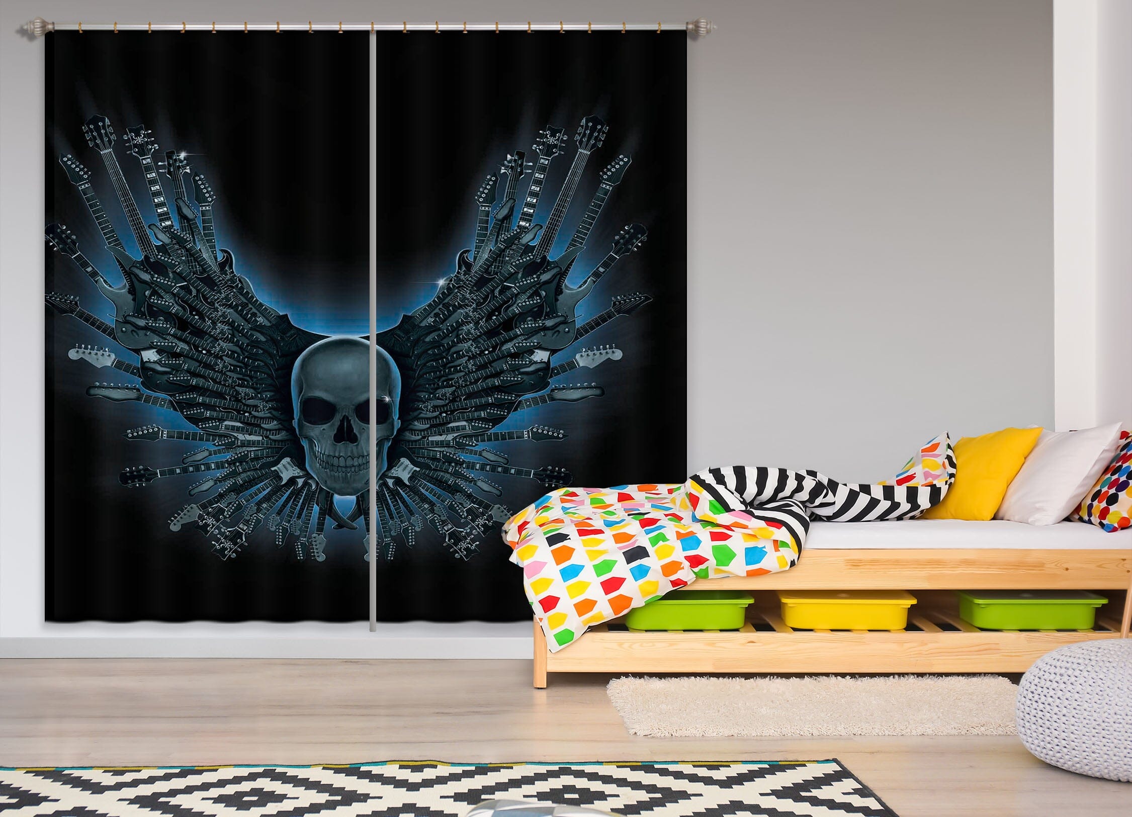 3D Skull Strings 073 Vincent Hie Curtain Curtains Drapes Curtains AJ Creativity Home 