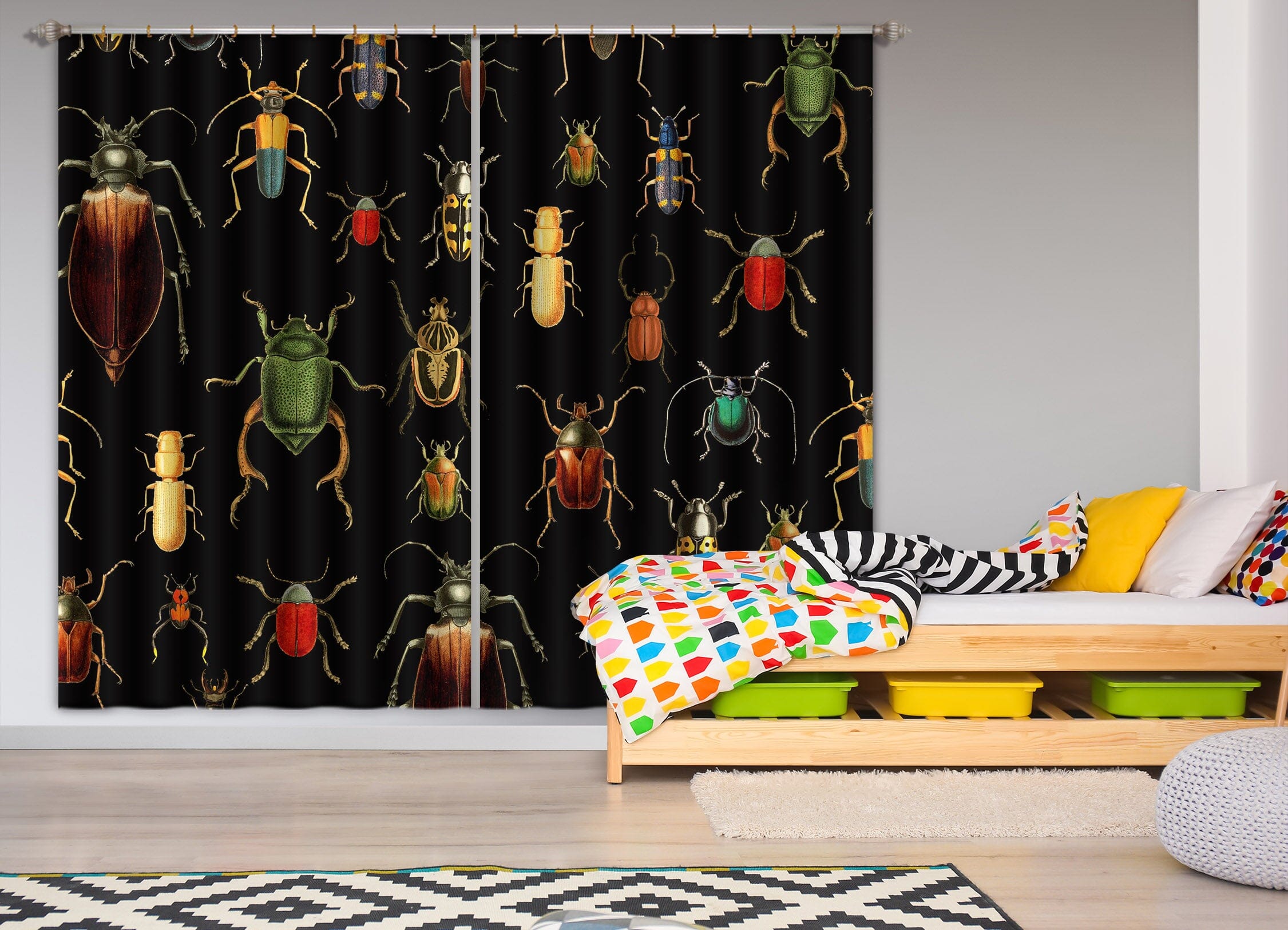 3D Colored Bug 121 Uta Naumann Curtain Curtains Drapes Curtains AJ Creativity Home 