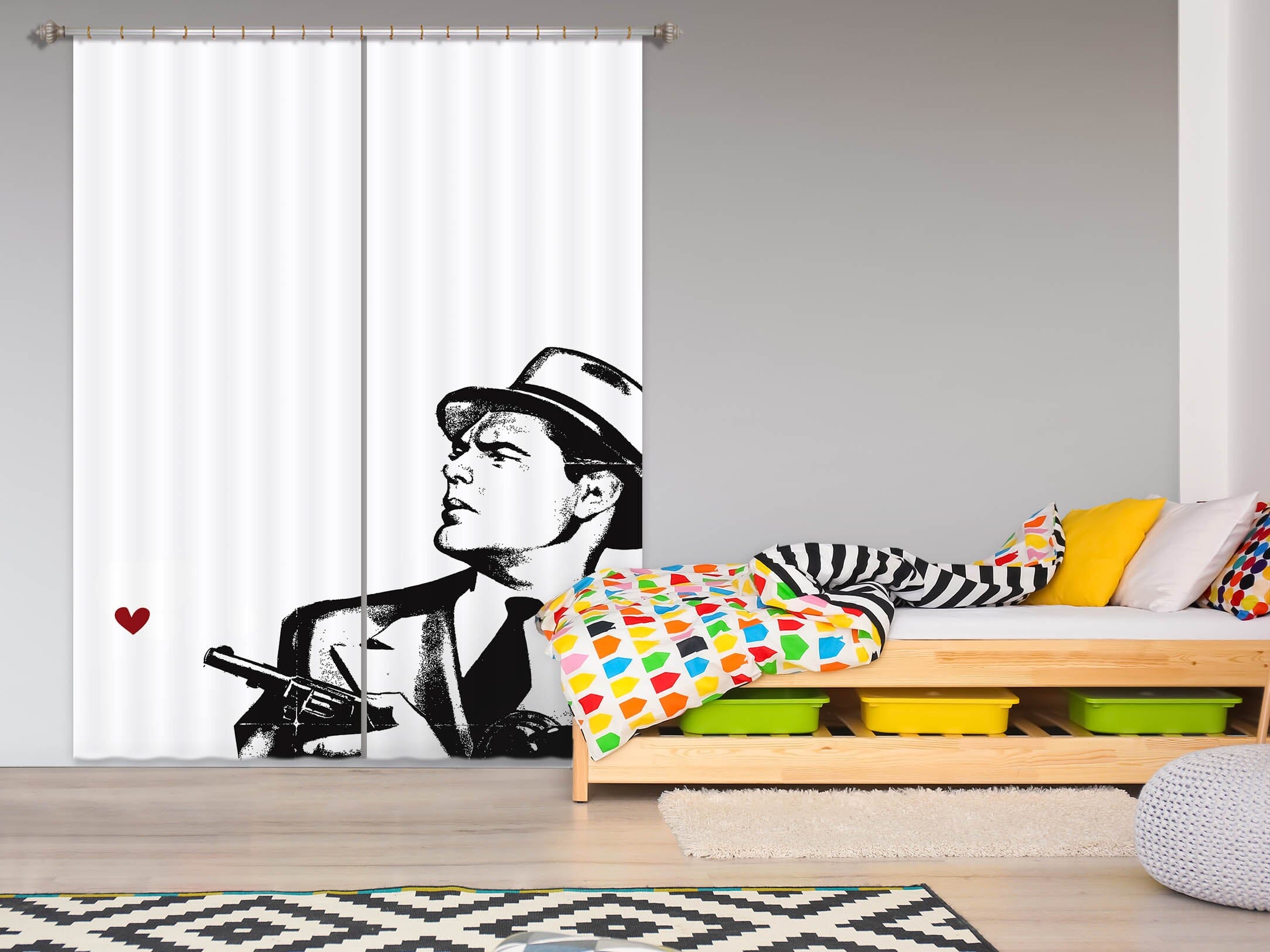 3D Man Heart 1036 Boris Draschoff Curtain Curtains Drapes Curtains AJ Creativity Home 