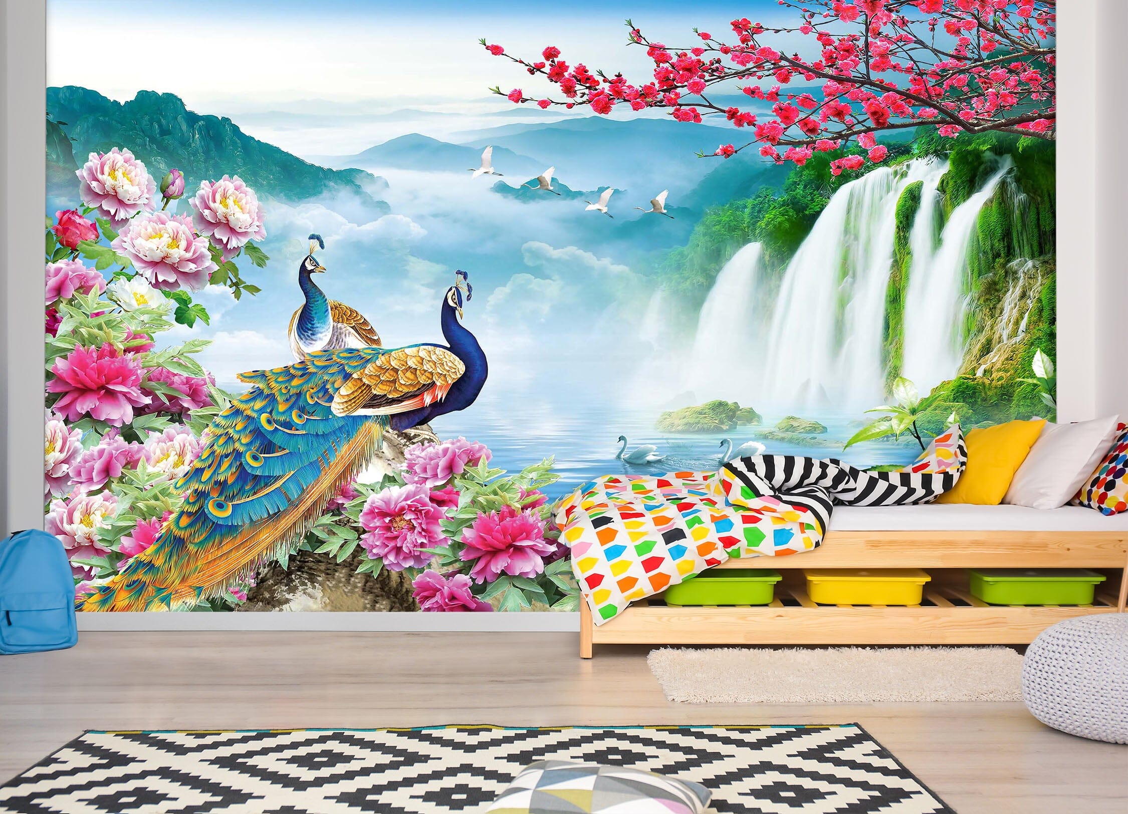 3D Peacock Valley 1622 Wall Murals Wallpaper AJ Wallpaper 2 