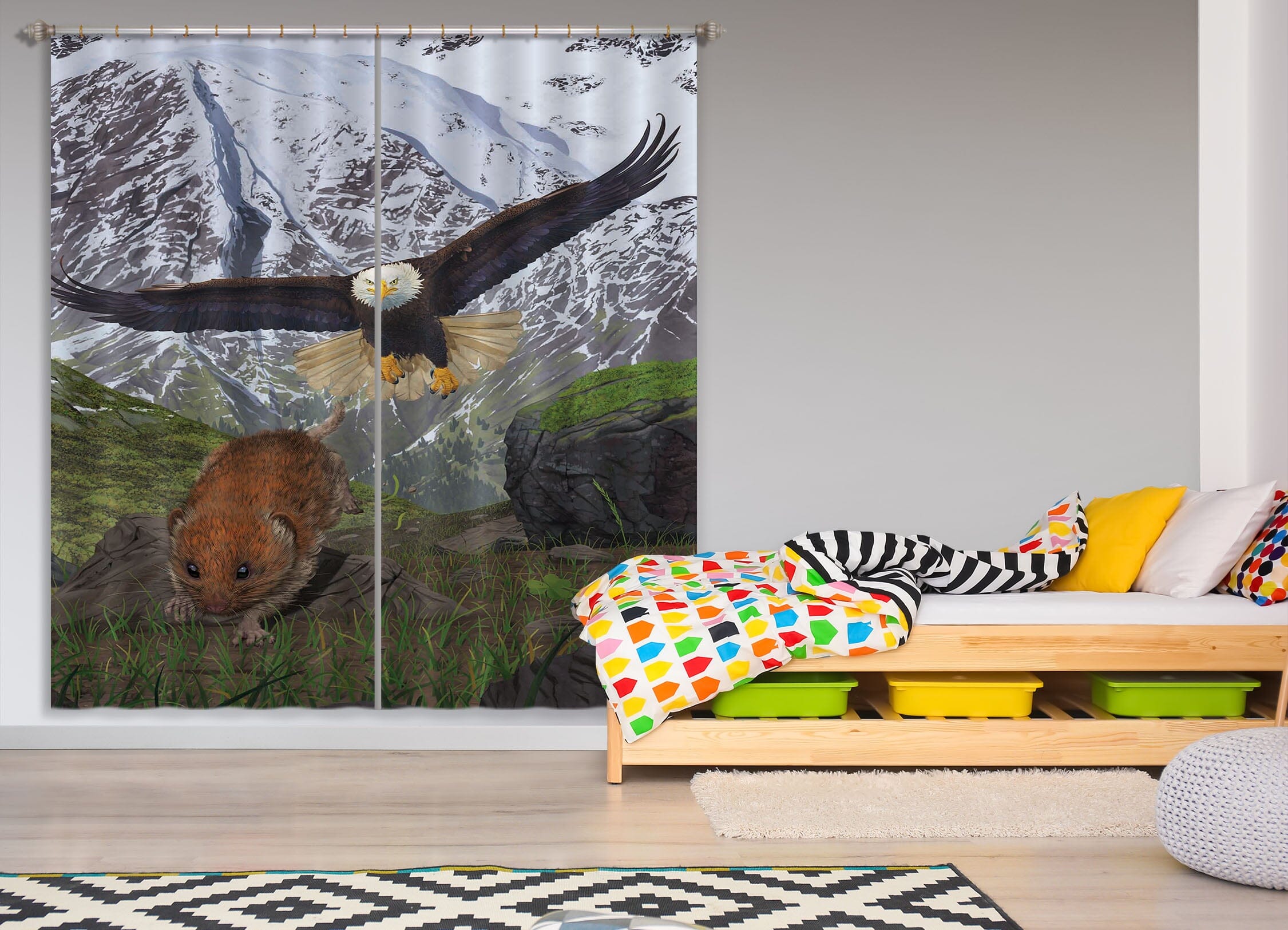 3D Eagle Flying 006 Vincent Hie Curtain Curtains Drapes Curtains AJ Creativity Home 