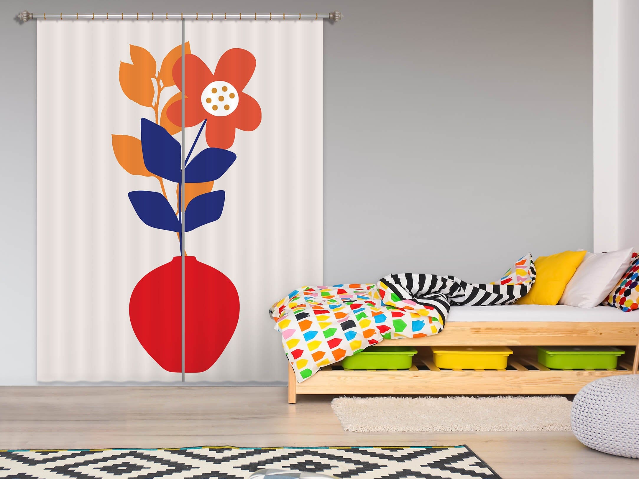 3D Colored Leaves 1128 Boris Draschoff Curtain Curtains Drapes Curtains AJ Creativity Home 