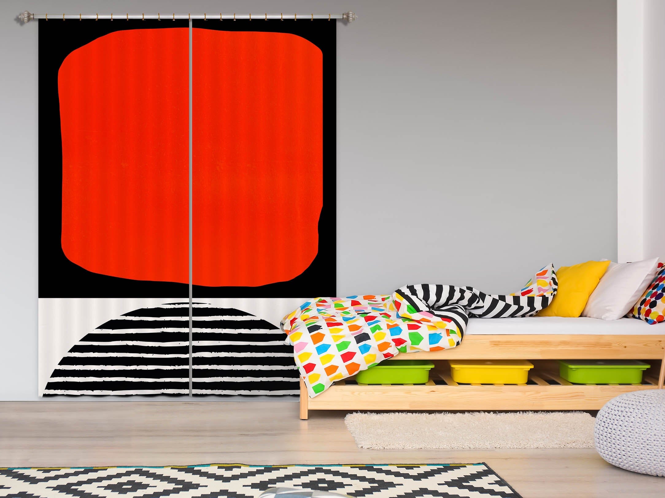 3D Red Square Pattern 1005 Boris Draschoff Curtain Curtains Drapes Curtains AJ Creativity Home 